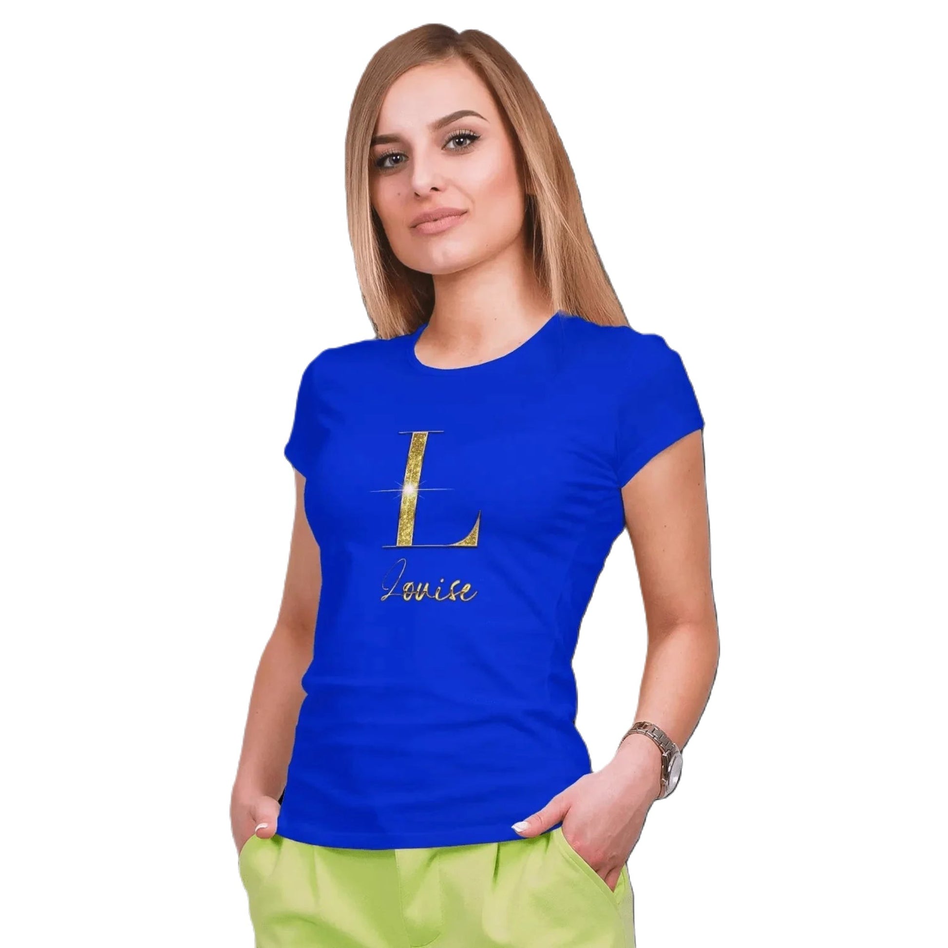 T shirt personnalisé pour femme - Prénom et initiale avec motif doré - MiniLook