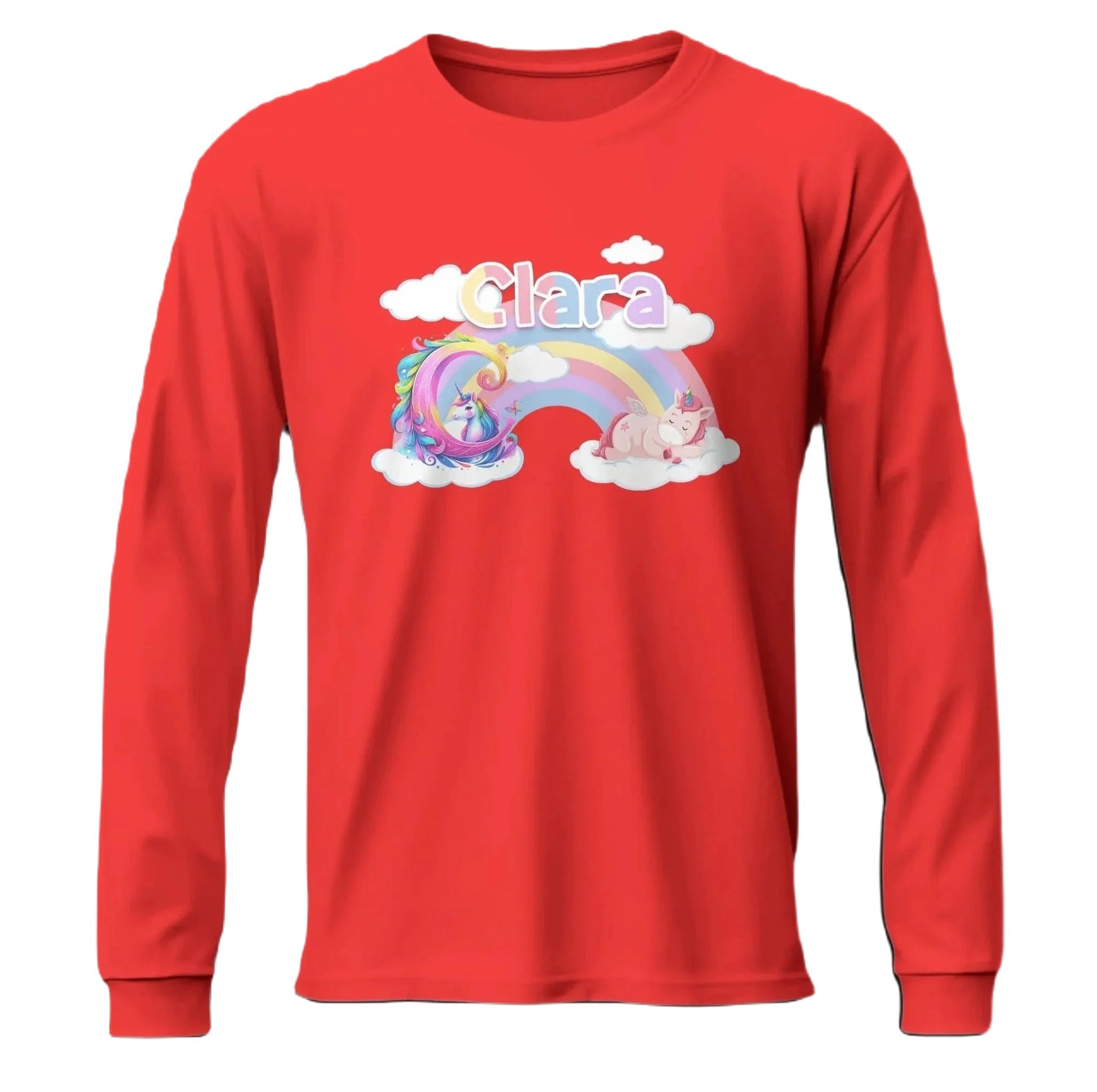 T shirt personnalisé pour fille - Licorne endormie et arc - en - ciel avec prénom et initiale - MiniLook