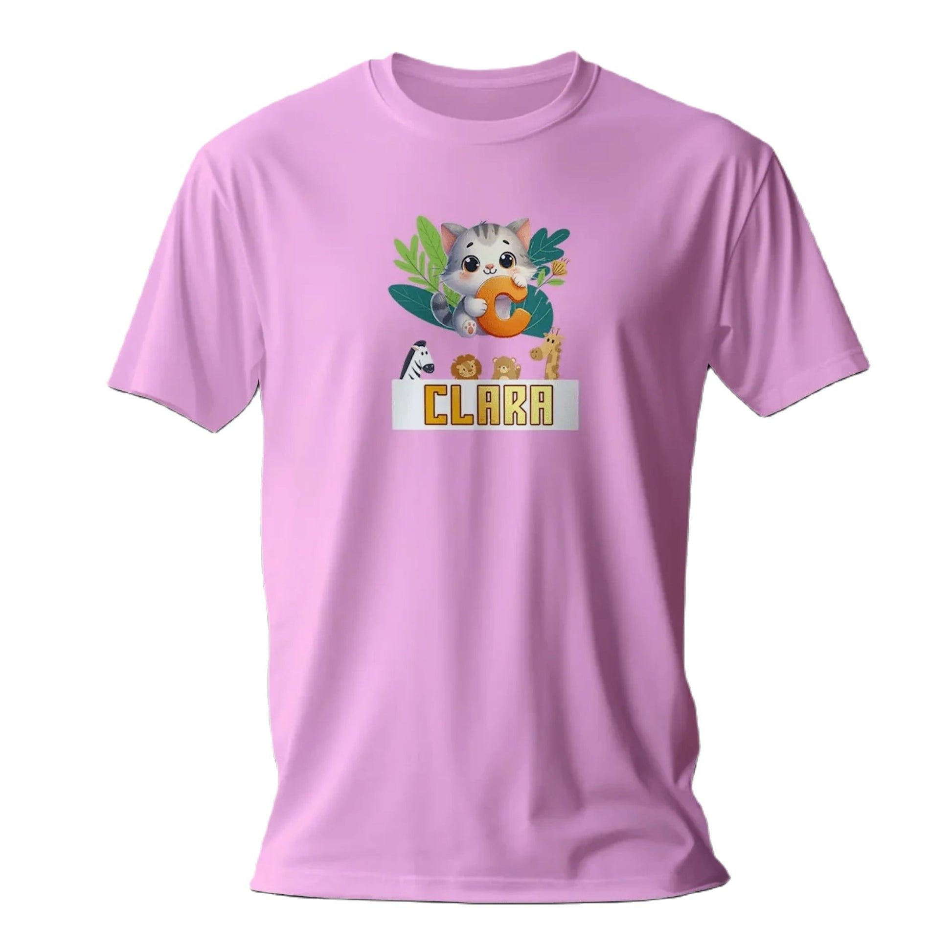 T shirt personnalisé pour fille - Motif chat câlin avec prénom et initiale - MiniLook