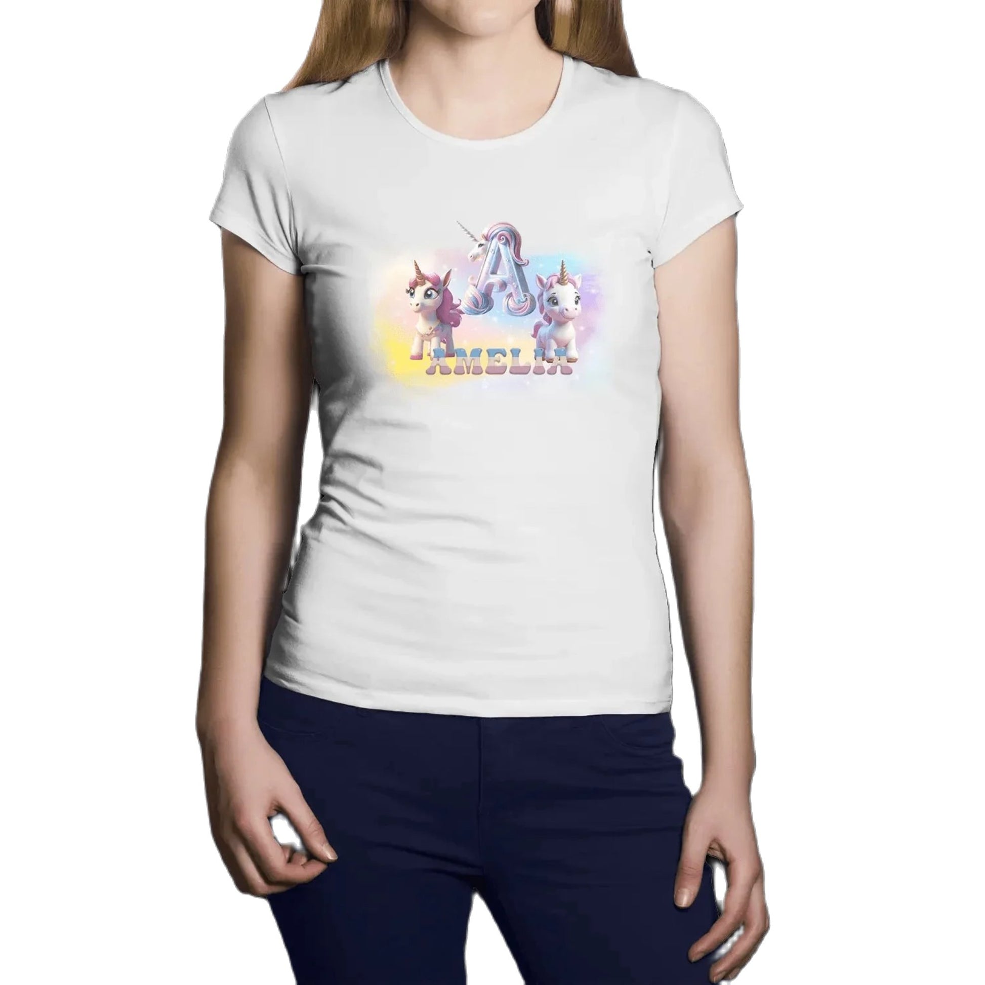 T-shirt Personnalisé pour Filles – Prénom et Initiale avec Design Licorne - MiniLook