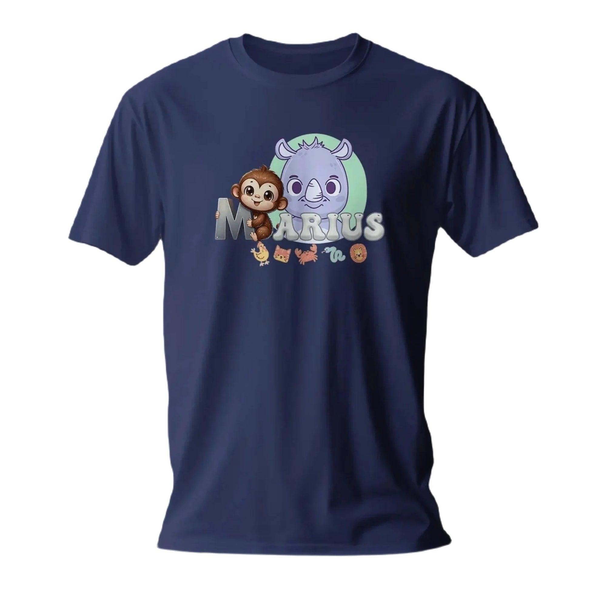 T shirt personnalisé pour garçon - Motif rhinocéros avec prénom - MiniLook