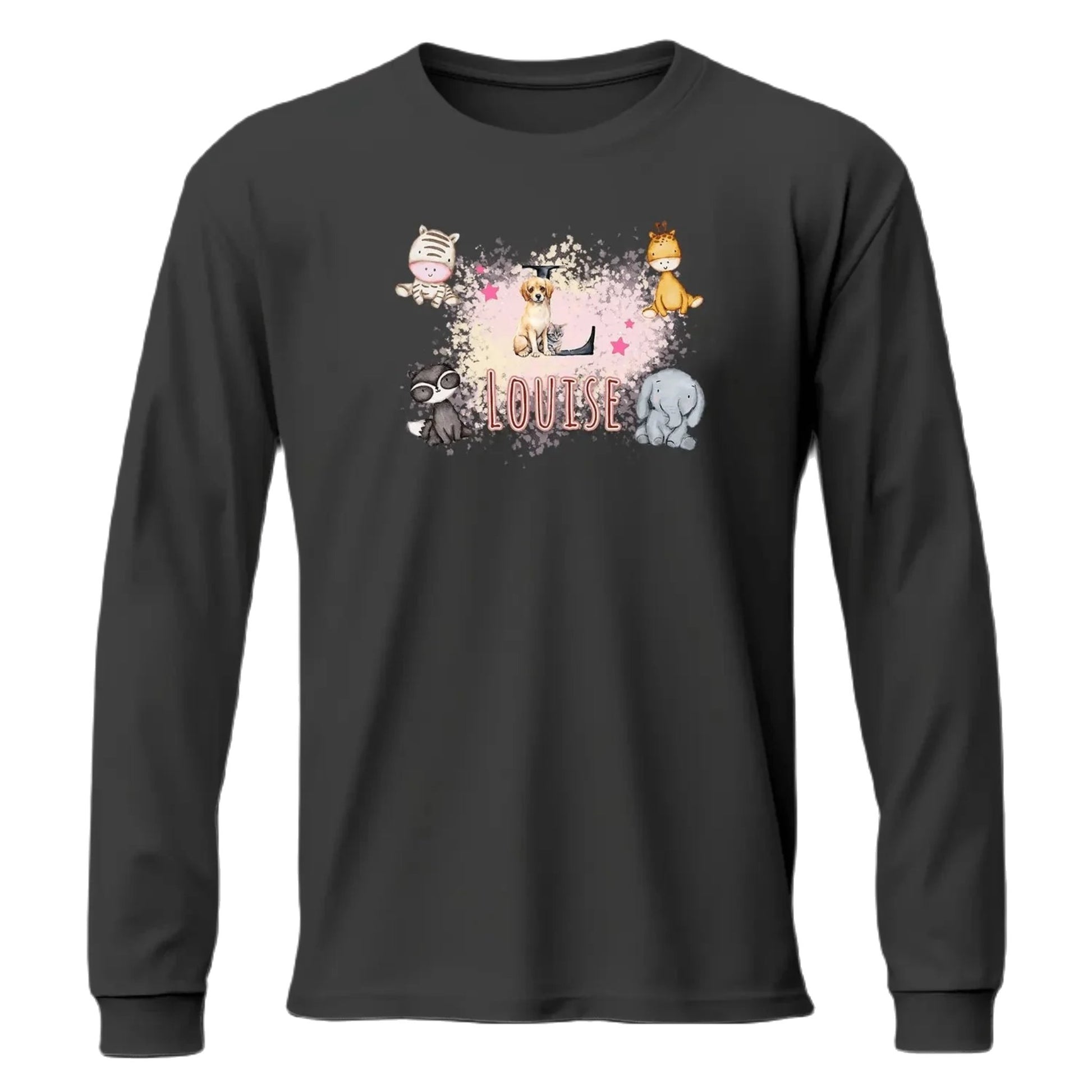 T Shirt Personnaliser avec Prénom - Motif Animaux du Zoo & Fond Nuageux - MiniLook