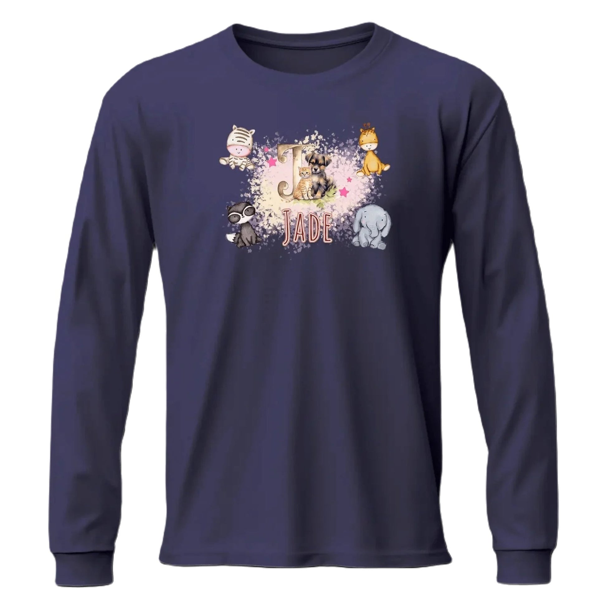 T Shirt Personnaliser avec Prénom - Motif Animaux du Zoo & Fond Nuageux - MiniLook