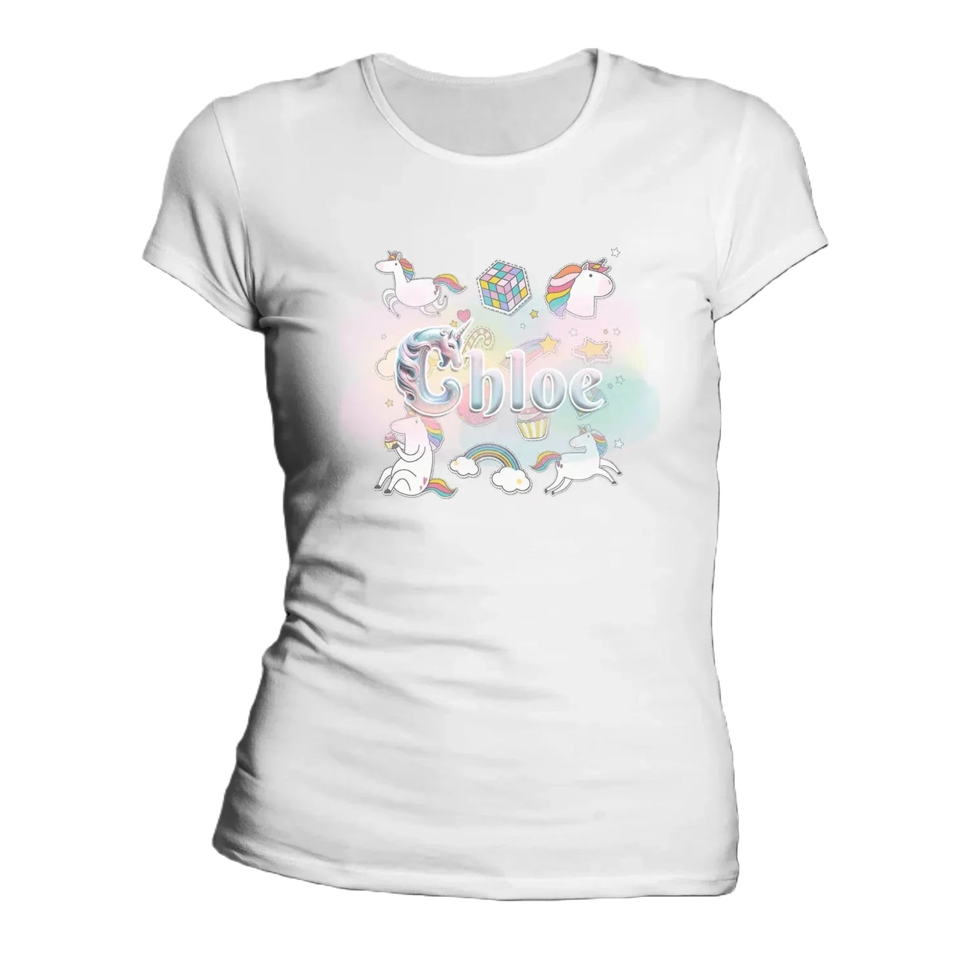 T shirt personnaliser femme – Motif licorne et étoiles avec prénom - MiniLook