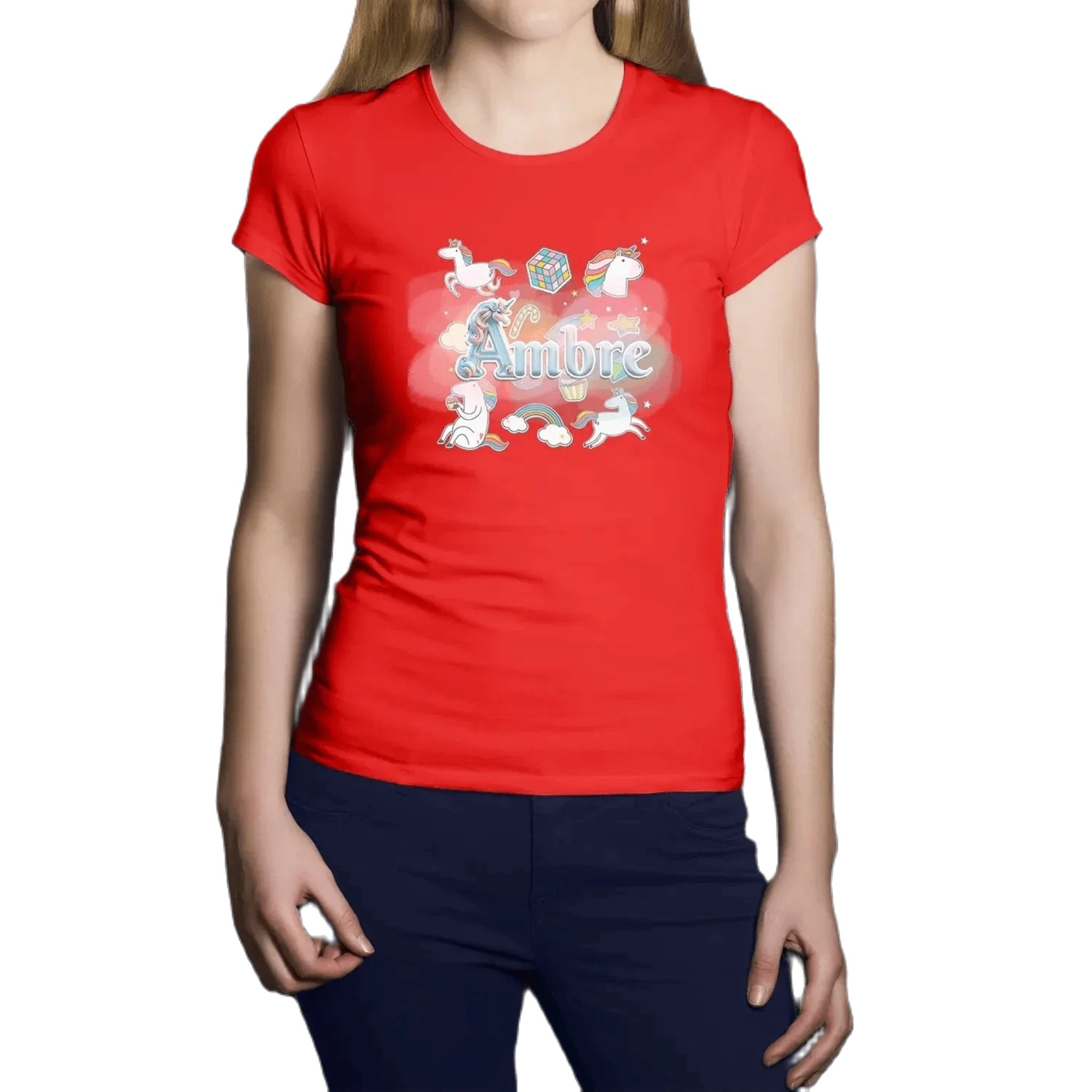 T shirt personnaliser femme – Motif licorne et étoiles avec prénom - MiniLook