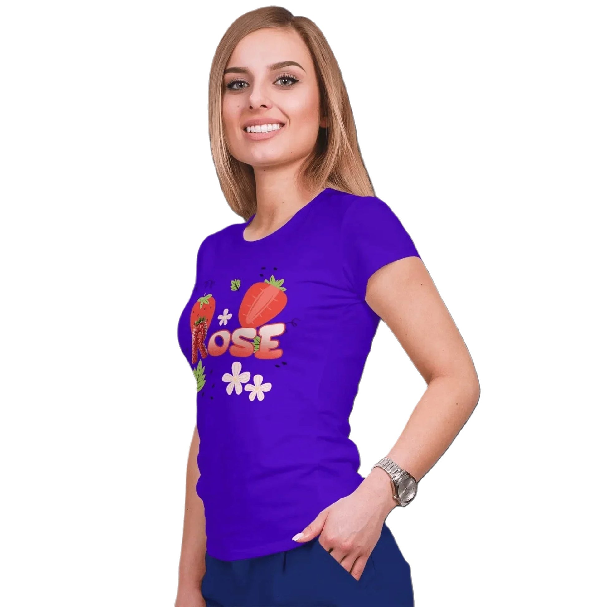 T shirt personnaliser femme – Prénom avec design fraise et feuille - MiniLook