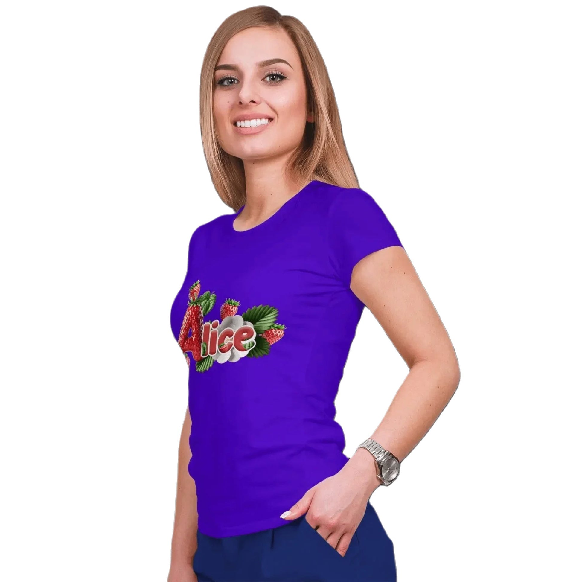 T shirt personnaliser femme – Prénom avec design fraise et feuille - MiniLook