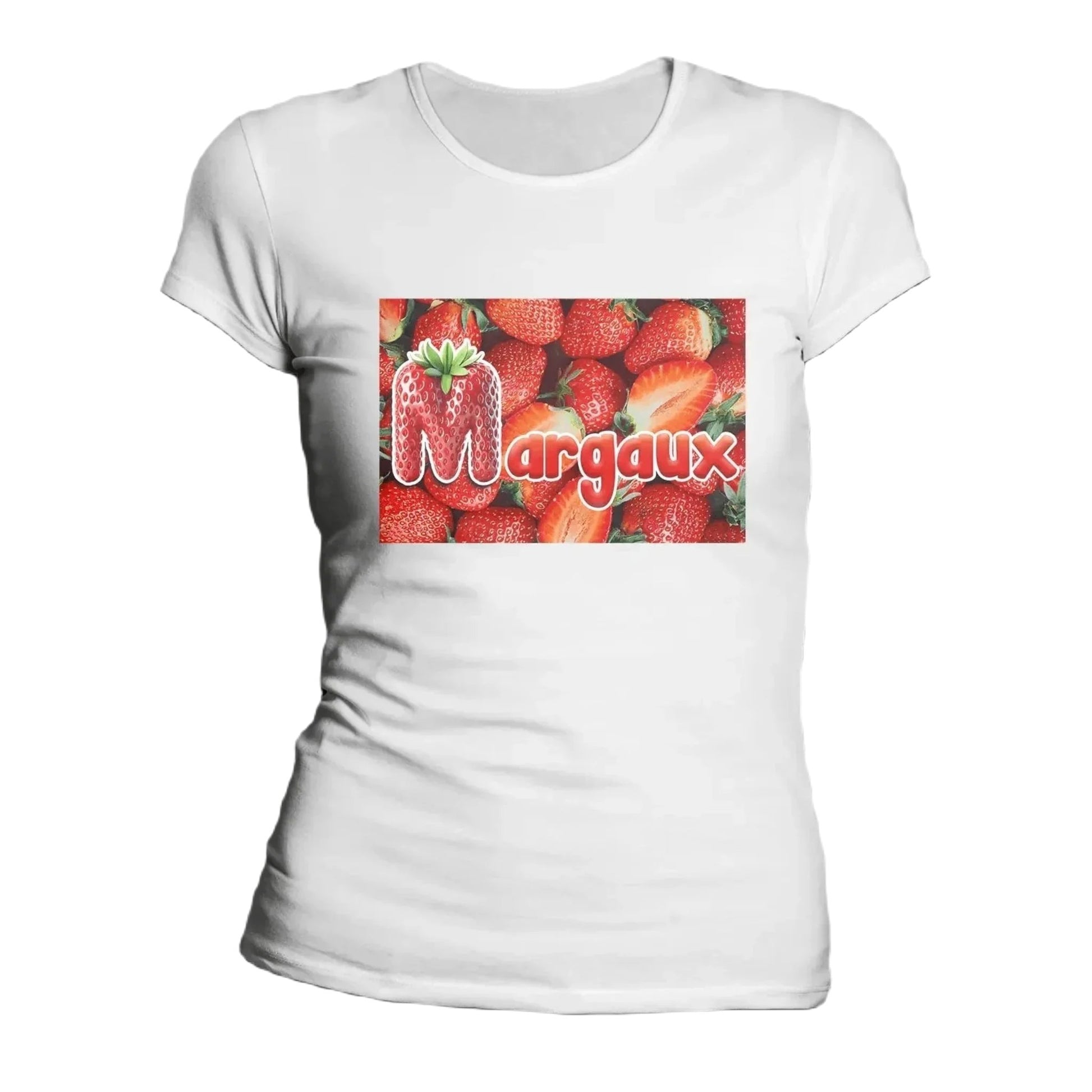 T shirt personnaliser femme – Prénom avec fond de fraise - MiniLook