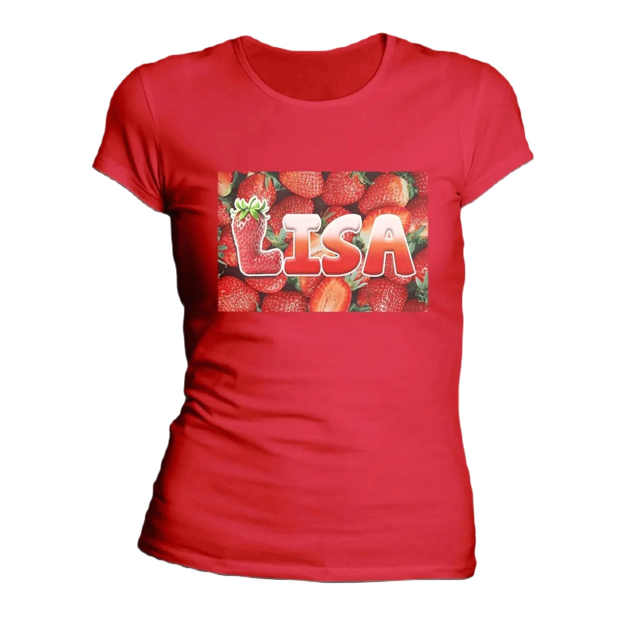 T shirt personnaliser femme – Prénom avec fond de fraise - MiniLook