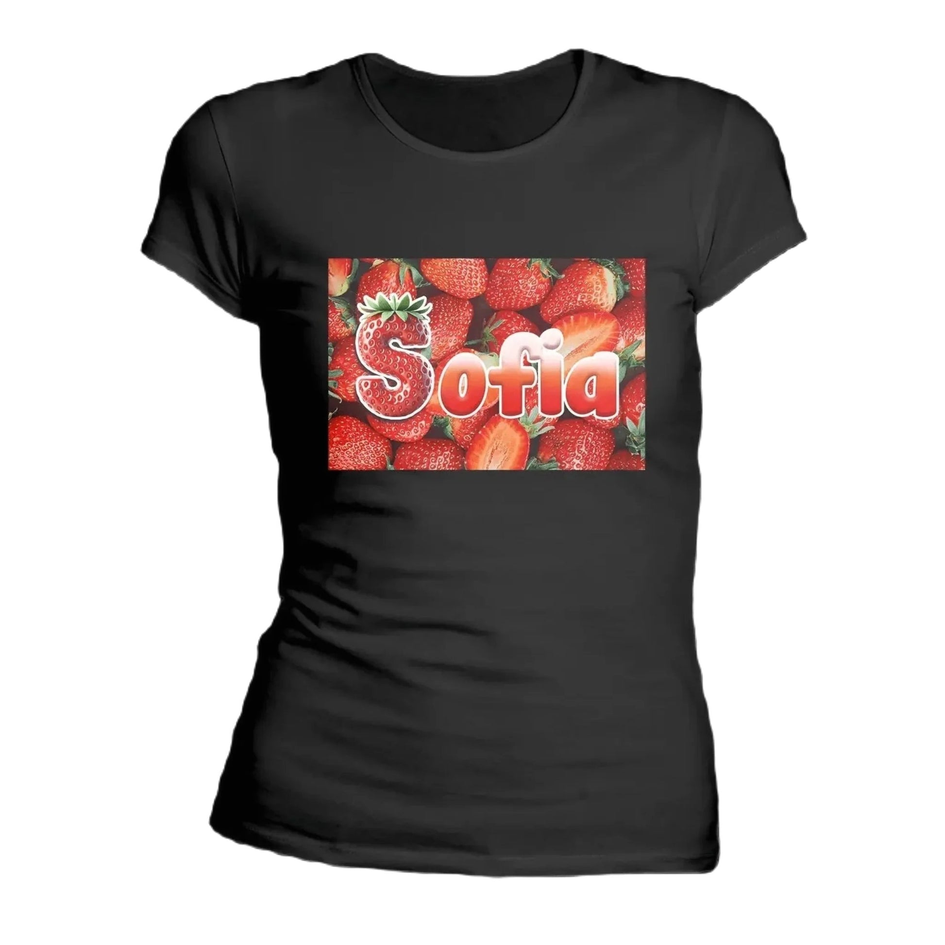 T shirt personnaliser femme – Prénom avec fond de fraise - MiniLook