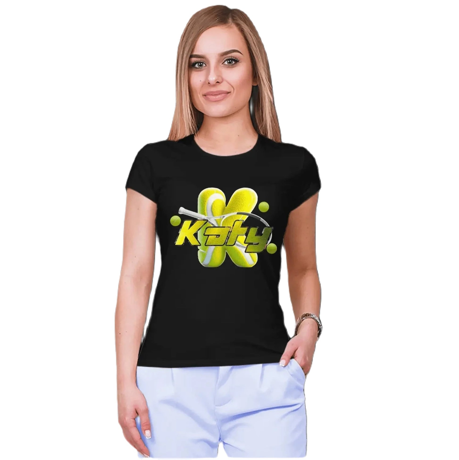 T shirt personnaliser femme – Raquette de tennis avec prénom et initiale - MiniLook