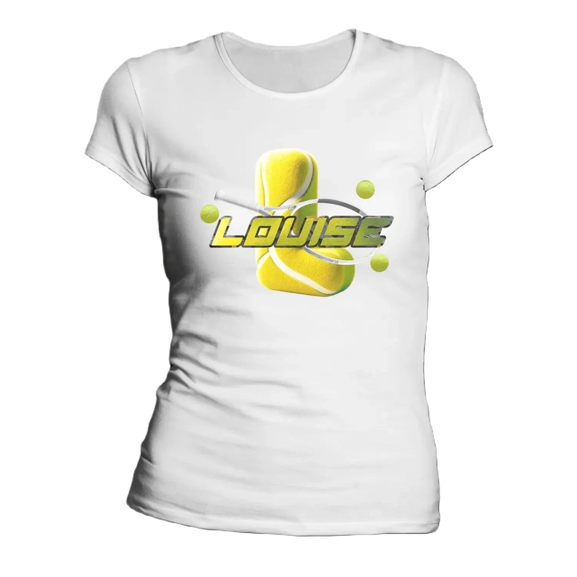 T shirt personnaliser femme – Raquette de tennis avec prénom et initiale - MiniLook