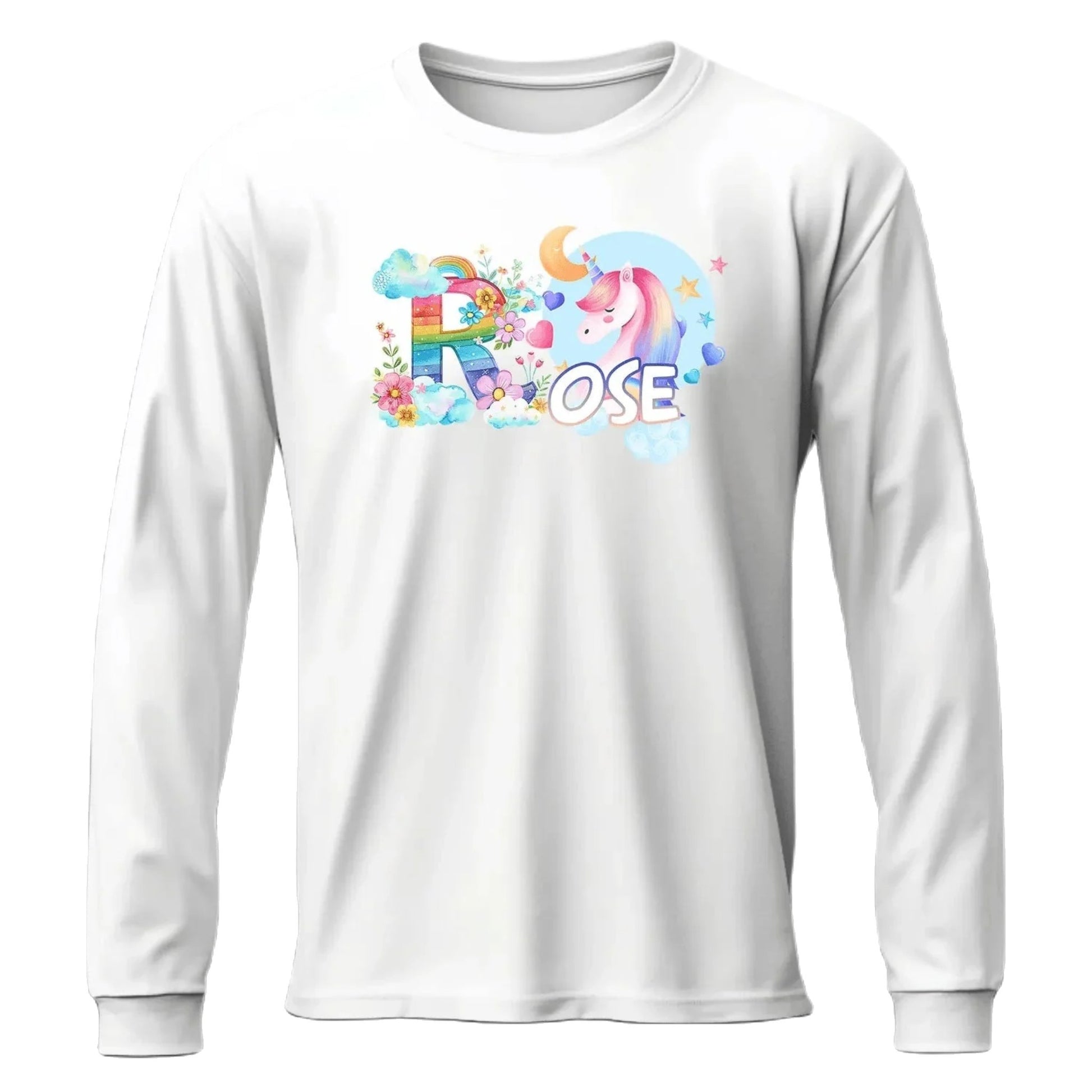 T shirt personnaliser fille – Prénom avec design nuage de couleurs et licorne - MiniLook