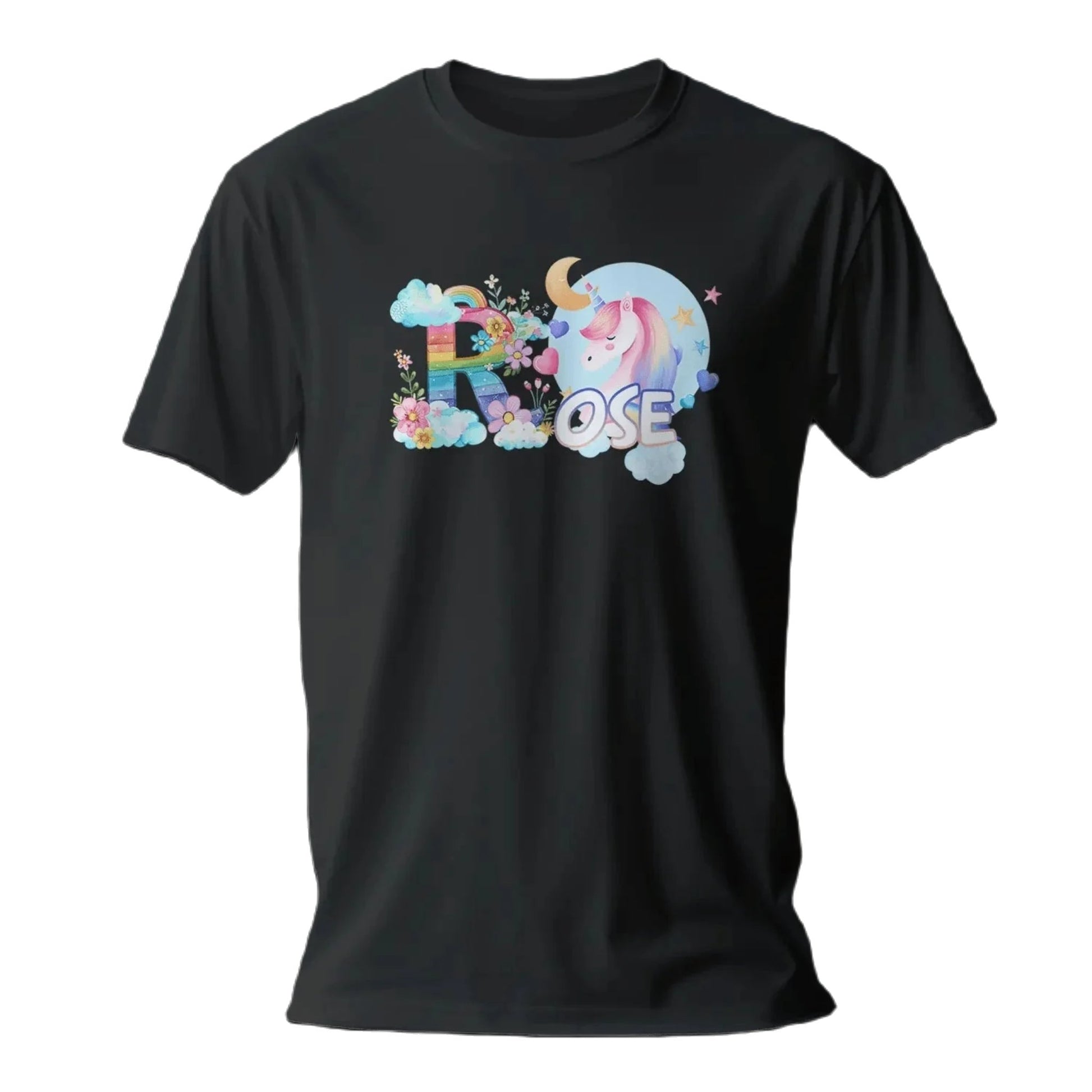 T shirt personnaliser fille – Prénom avec design nuage de couleurs et licorne - MiniLook