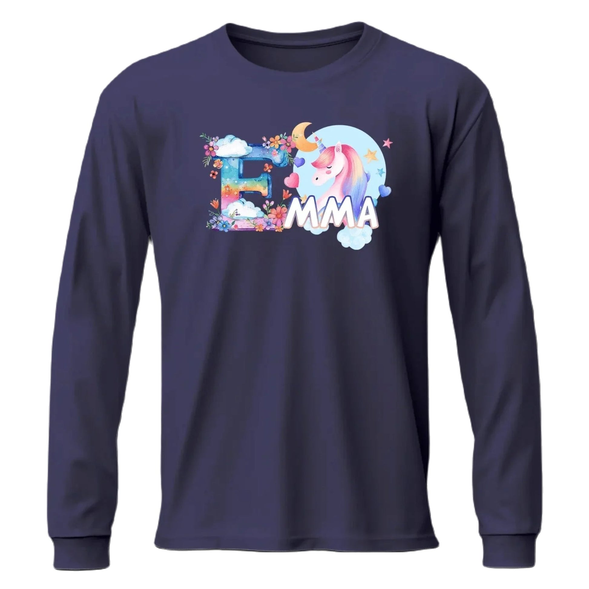 T shirt personnaliser fille – Prénom avec design nuage de couleurs et licorne - MiniLook