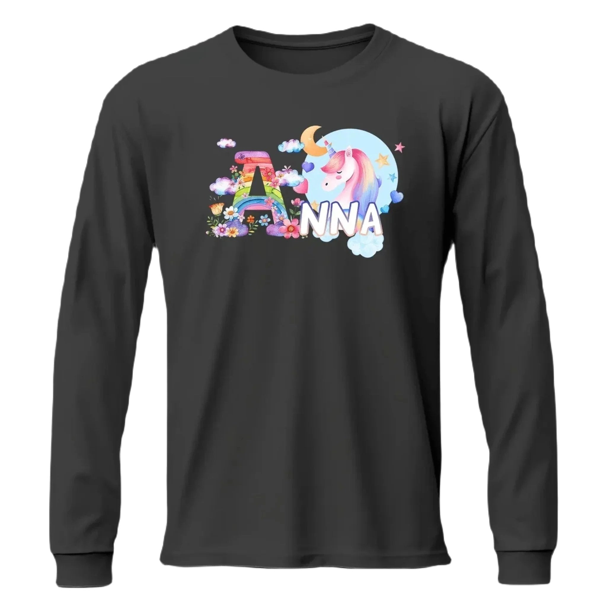 T shirt personnaliser fille – Prénom avec design nuage de couleurs et licorne - MiniLook