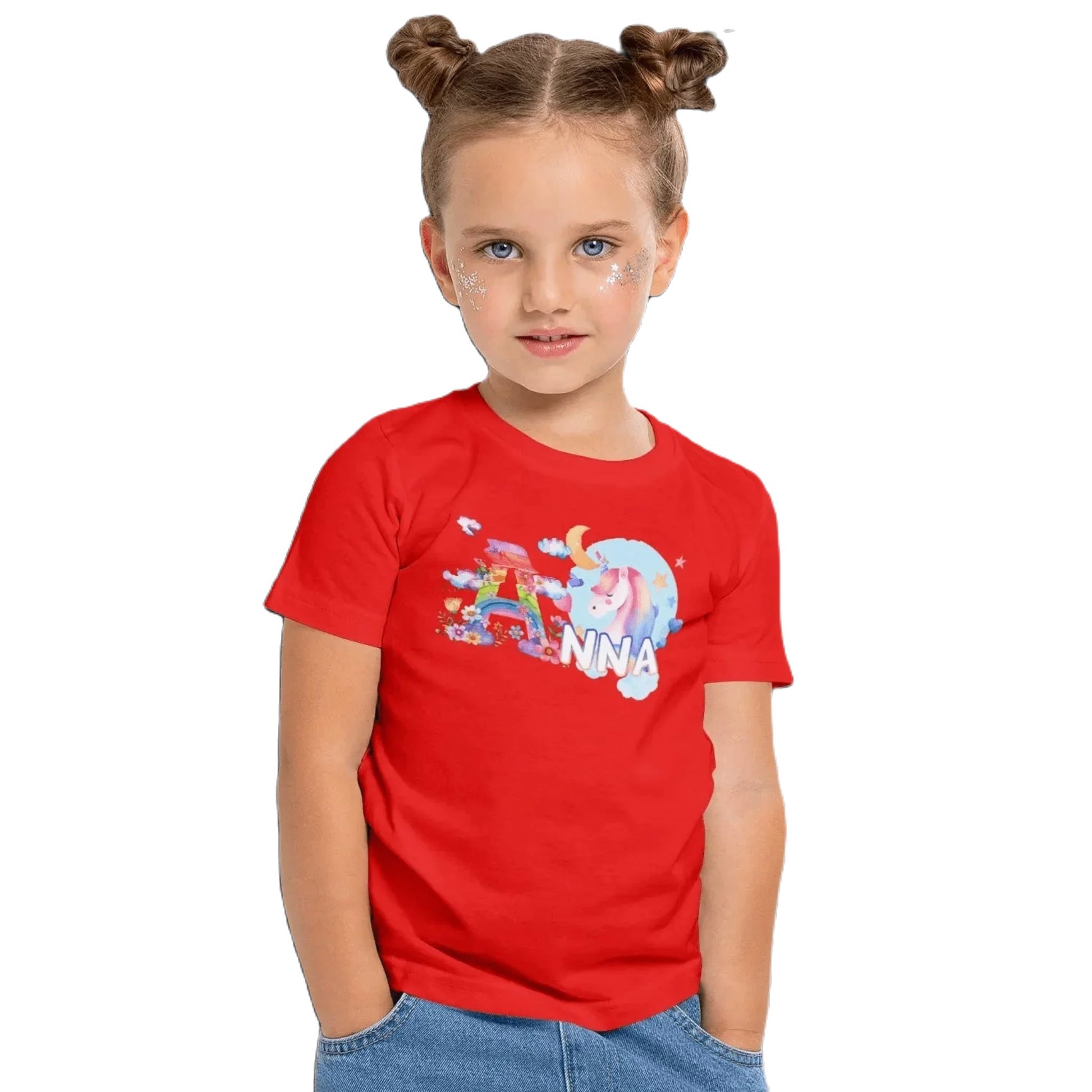 T shirt personnaliser fille – Prénom avec design nuage de couleurs et licorne - MiniLook