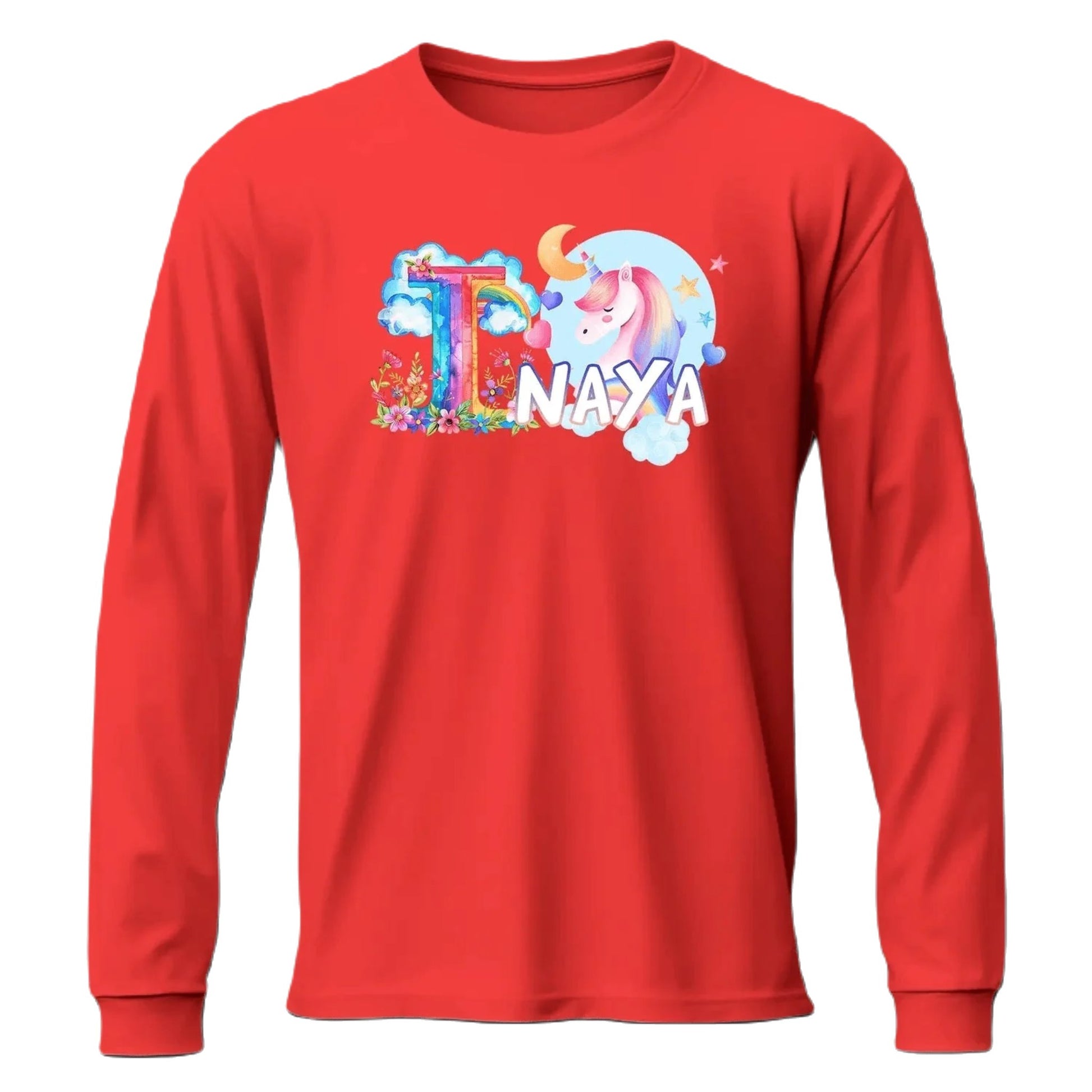 T shirt personnaliser fille – Prénom avec design nuage de couleurs et licorne - MiniLook