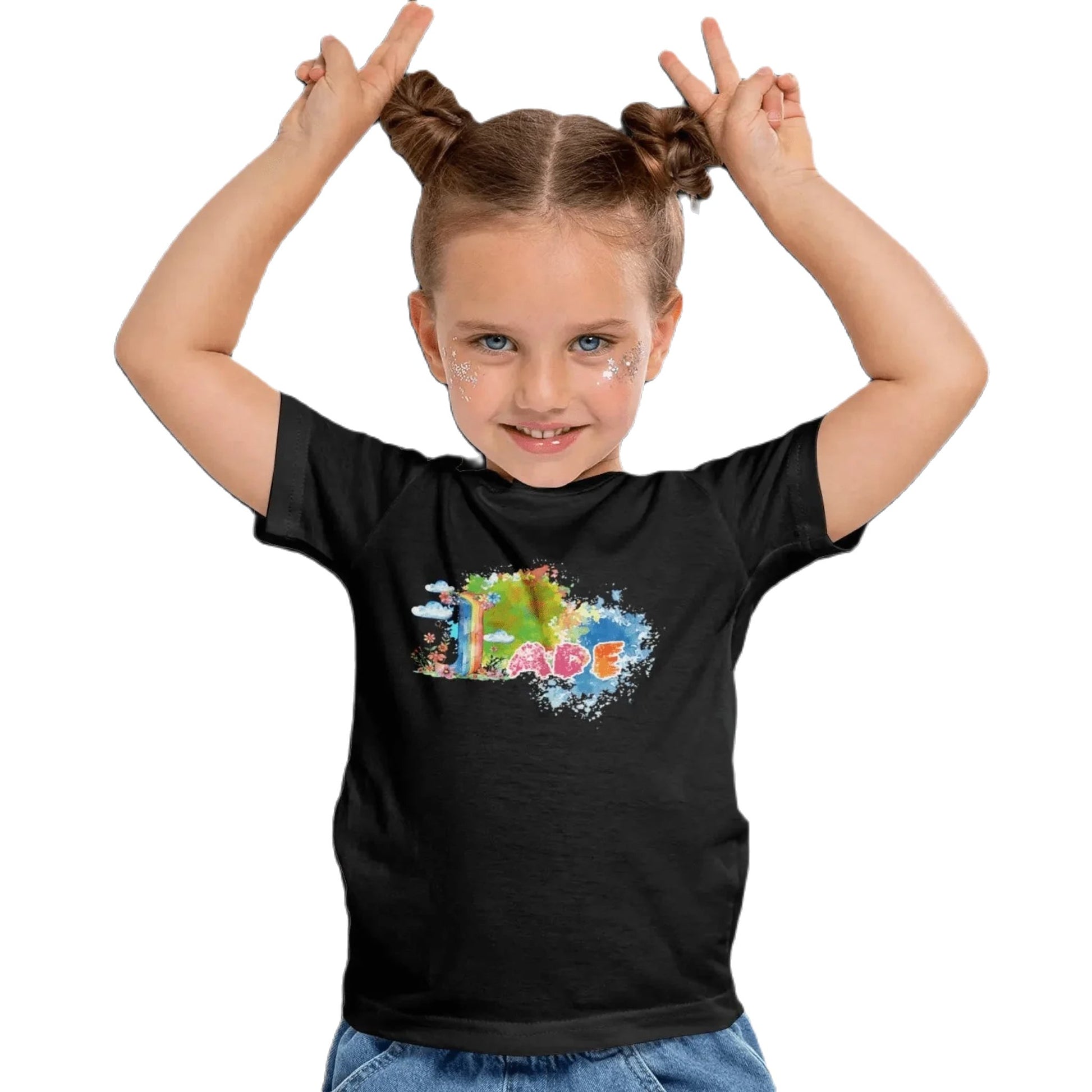 T shirt personnaliser fille – Prénom avec design nuage et éclaboussures colorées - MiniLook