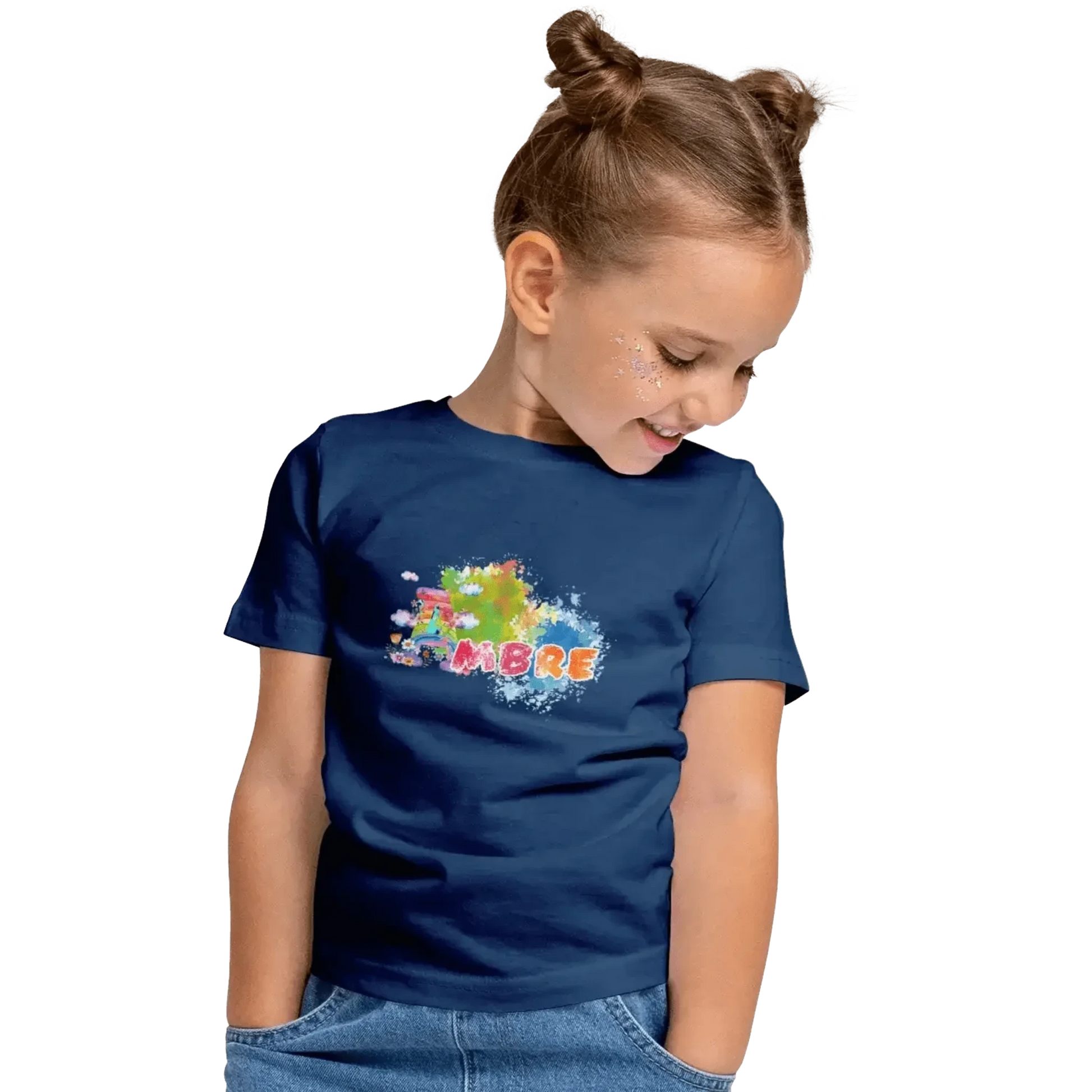 T shirt personnaliser fille – Prénom avec design nuage et éclaboussures colorées - MiniLook