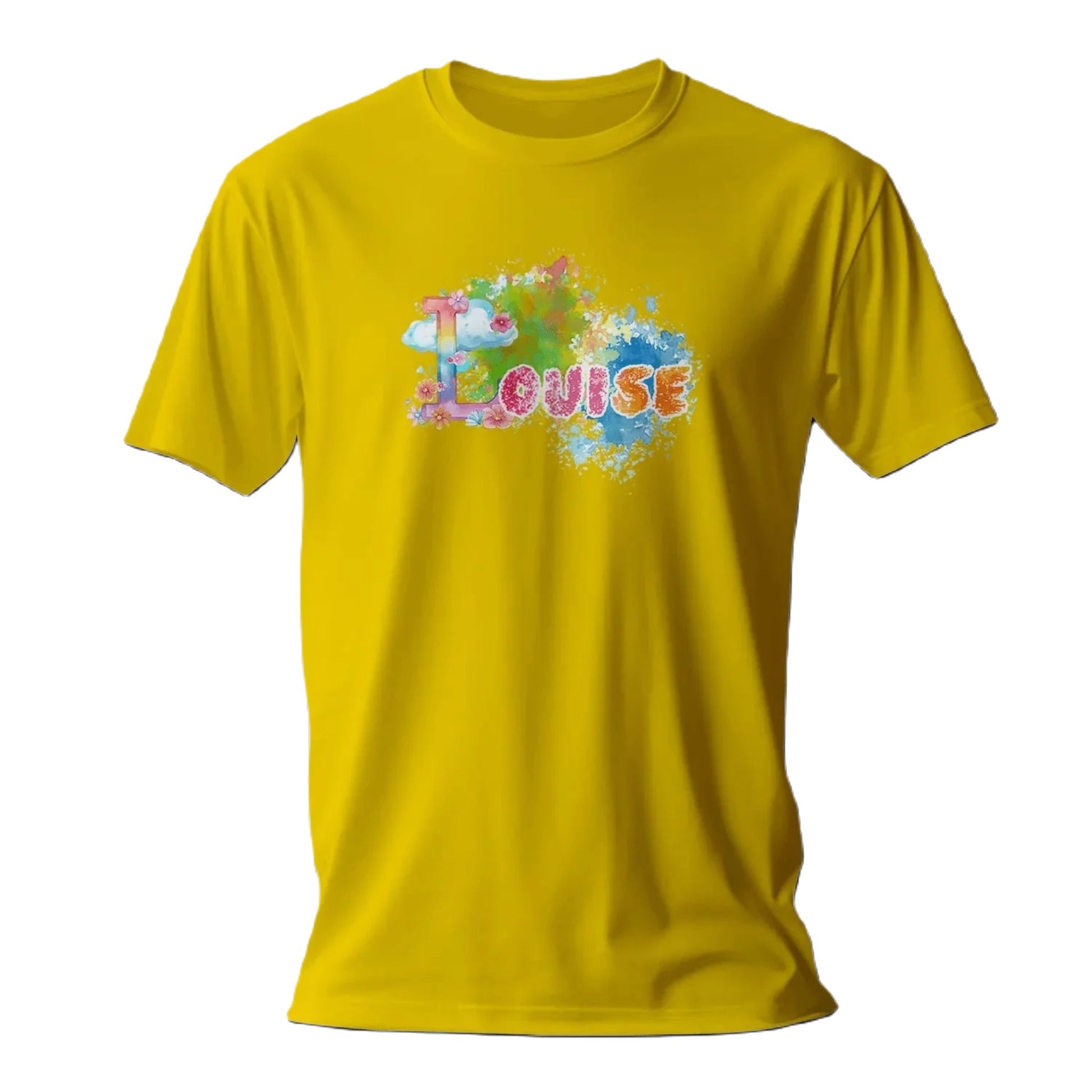 T shirt personnaliser fille – Prénom avec design nuage et éclaboussures colorées - MiniLook