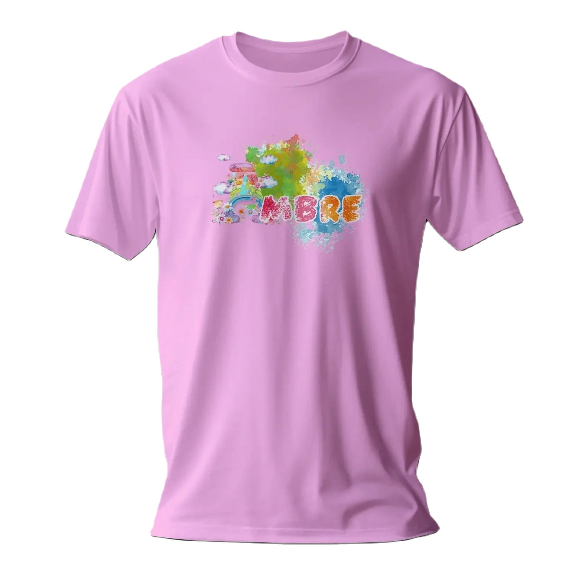 T shirt personnaliser fille – Prénom avec design nuage et éclaboussures colorées - MiniLook