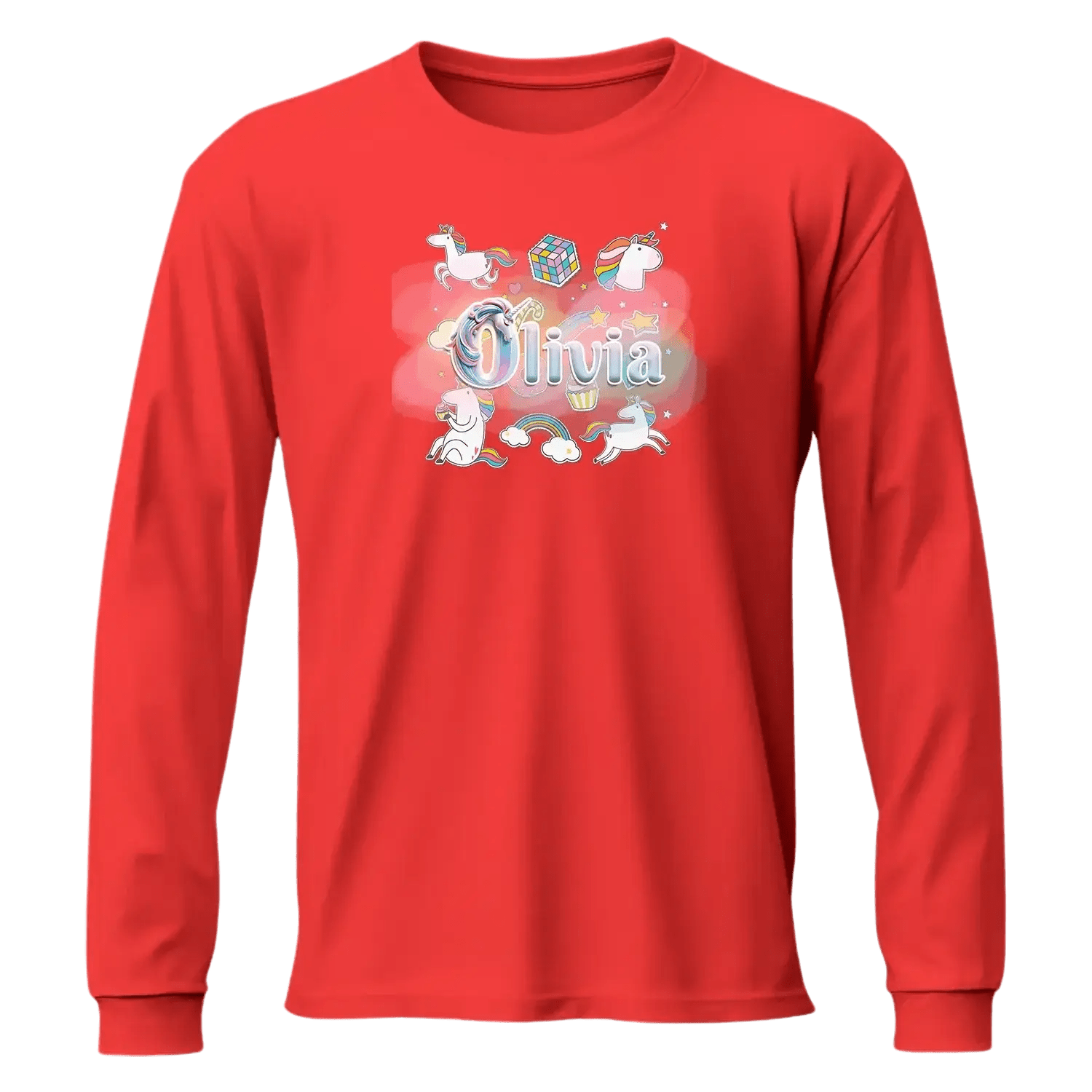 T shirt personnaliser fille – Prénom avec fond étoiles, nuage et licorne - MiniLook