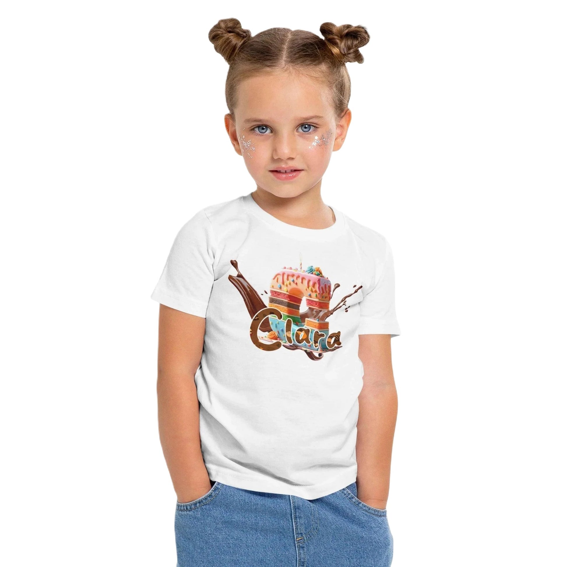 T shirt personnaliser fille – Prénom et initiale avec design gâteau et café - MiniLook