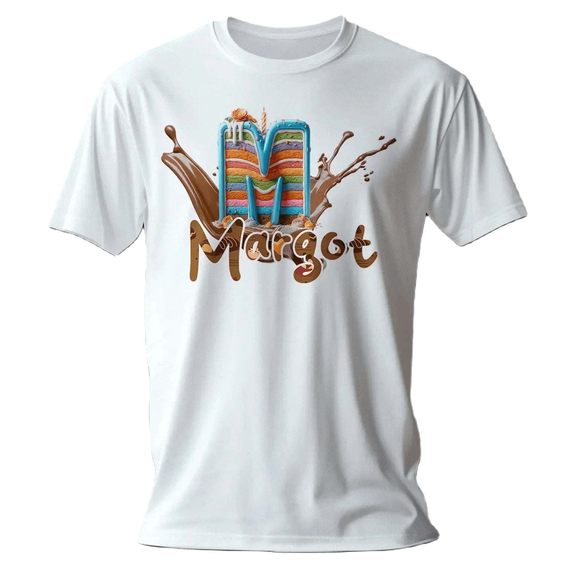 T shirt personnaliser fille – Prénom et initiale avec design gâteau et café - MiniLook