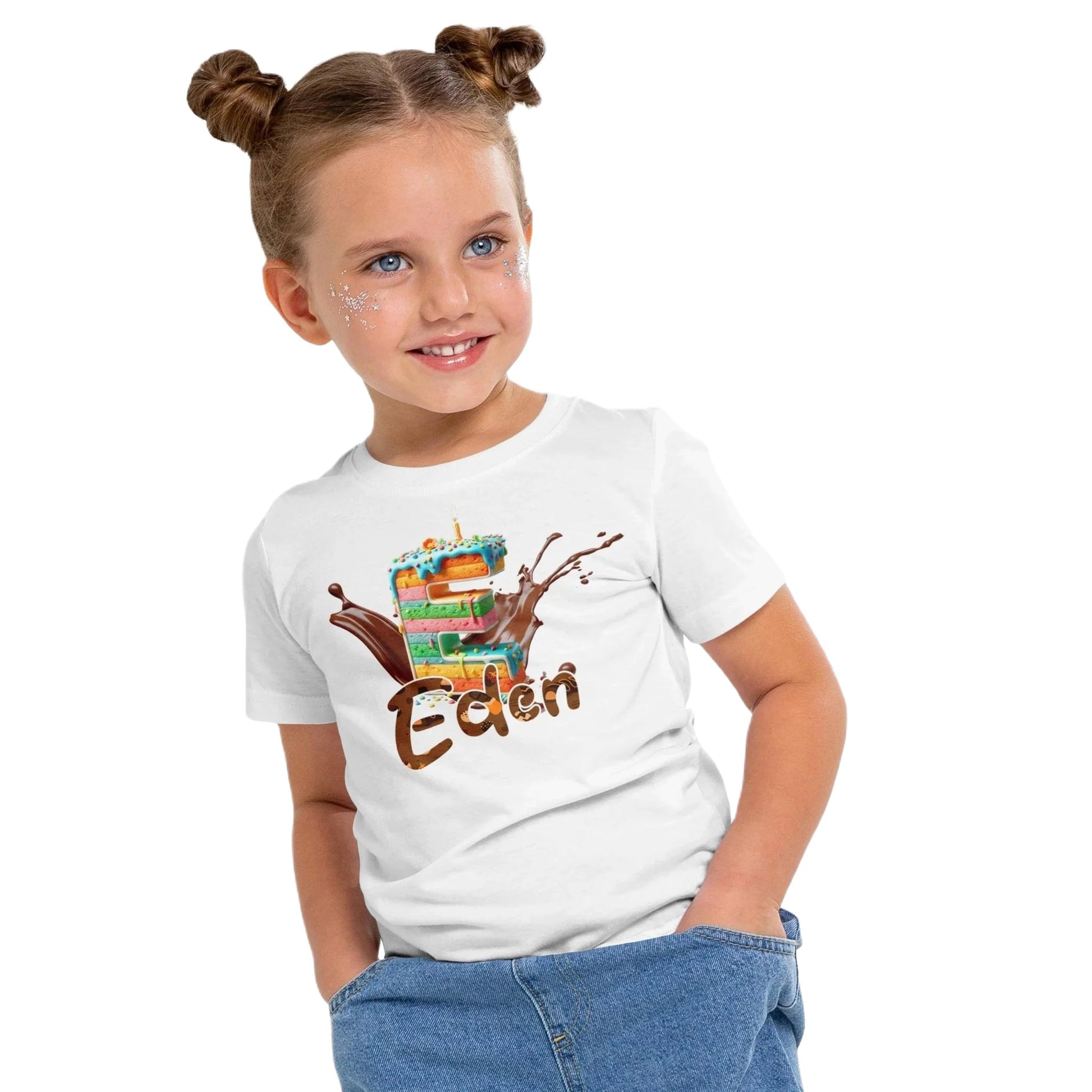 T shirt personnaliser fille – Prénom et initiale avec design gâteau et café - MiniLook