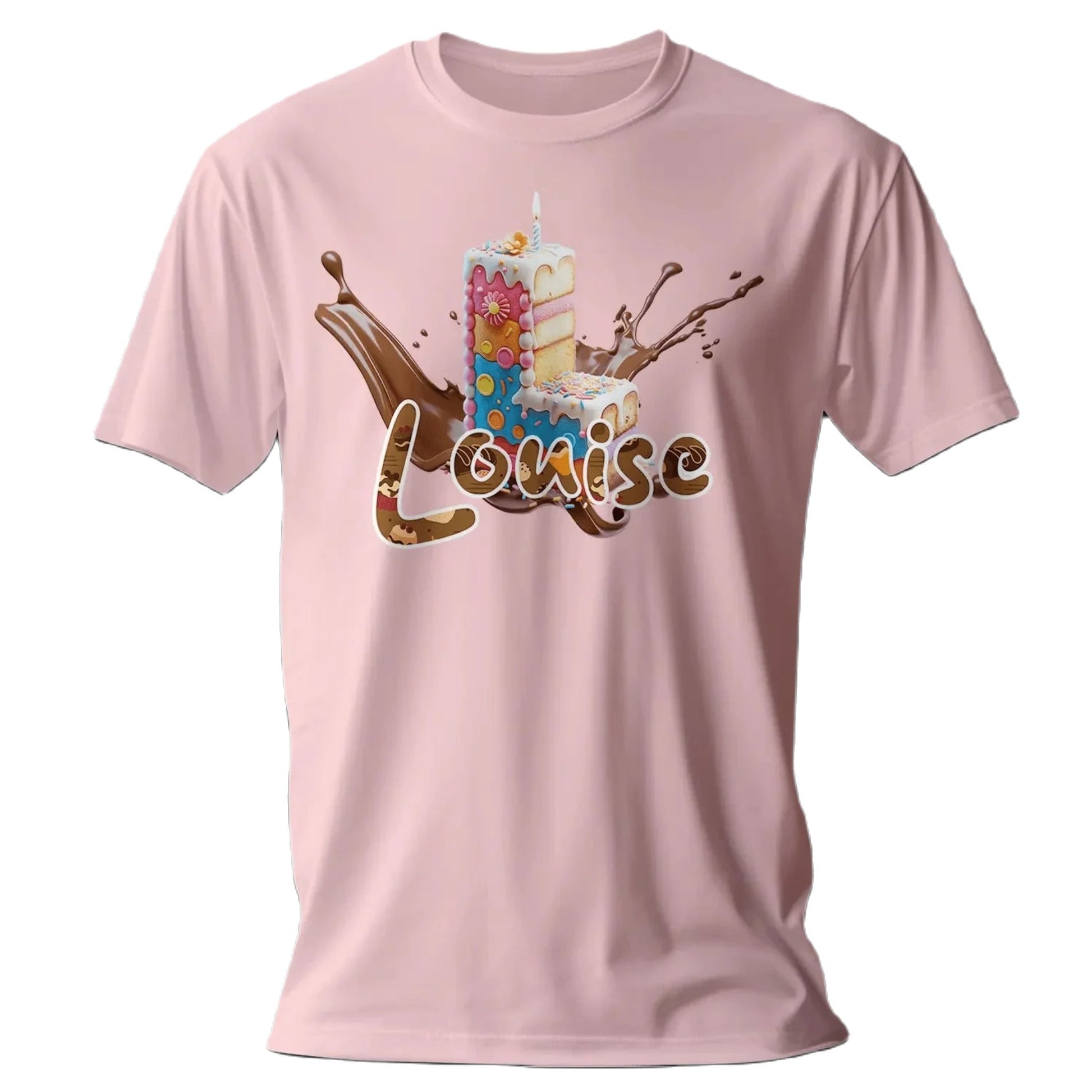 T shirt personnaliser fille – Prénom et initiale avec design gâteau et café - MiniLook