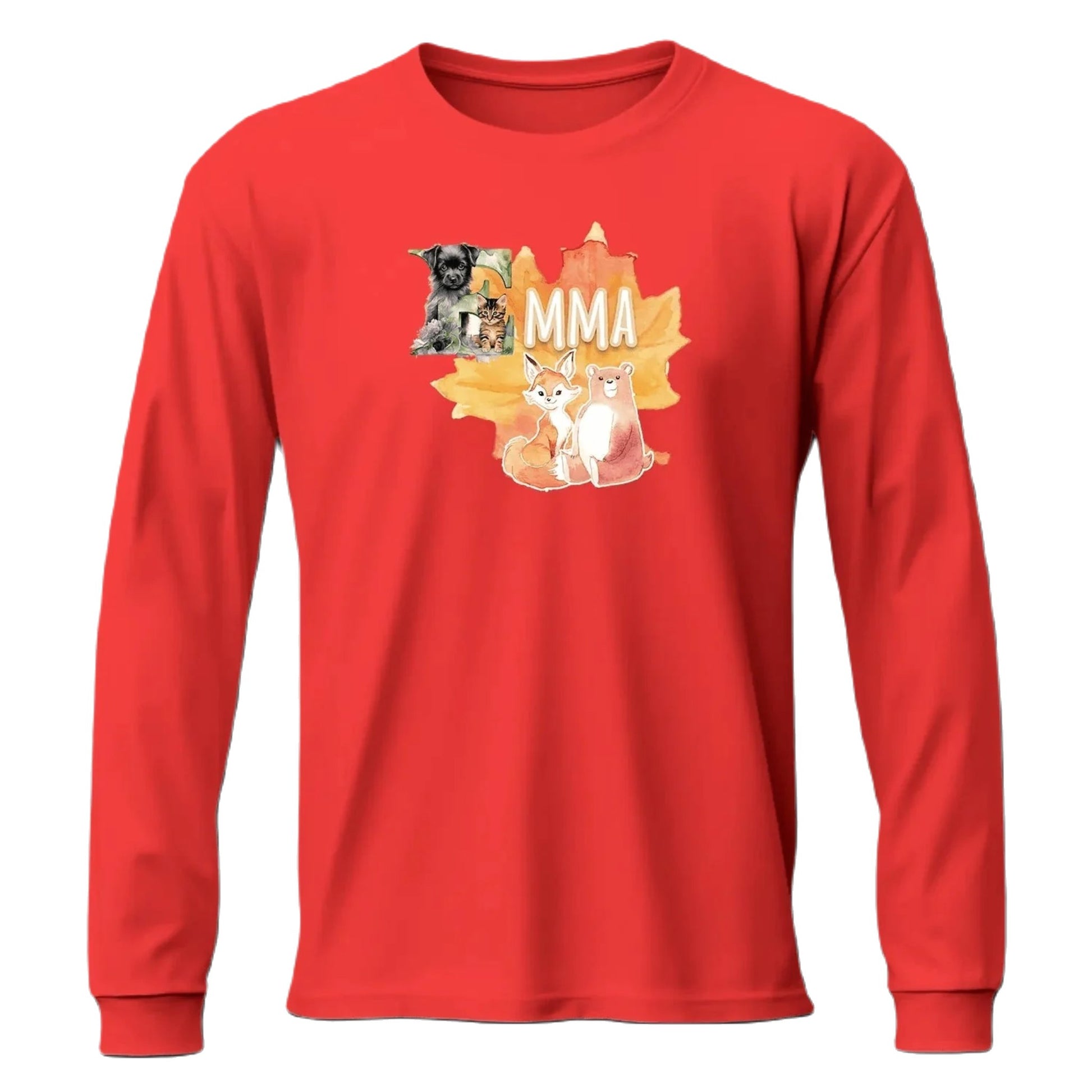 T shirt personnaliser pour enfants - Animaux d'automne avec initiale et prénom - MiniLook