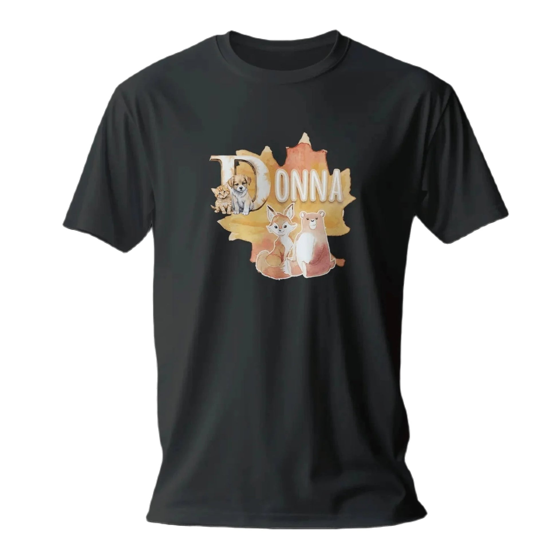 T shirt personnaliser pour enfants - Animaux d'automne avec initiale et prénom - MiniLook