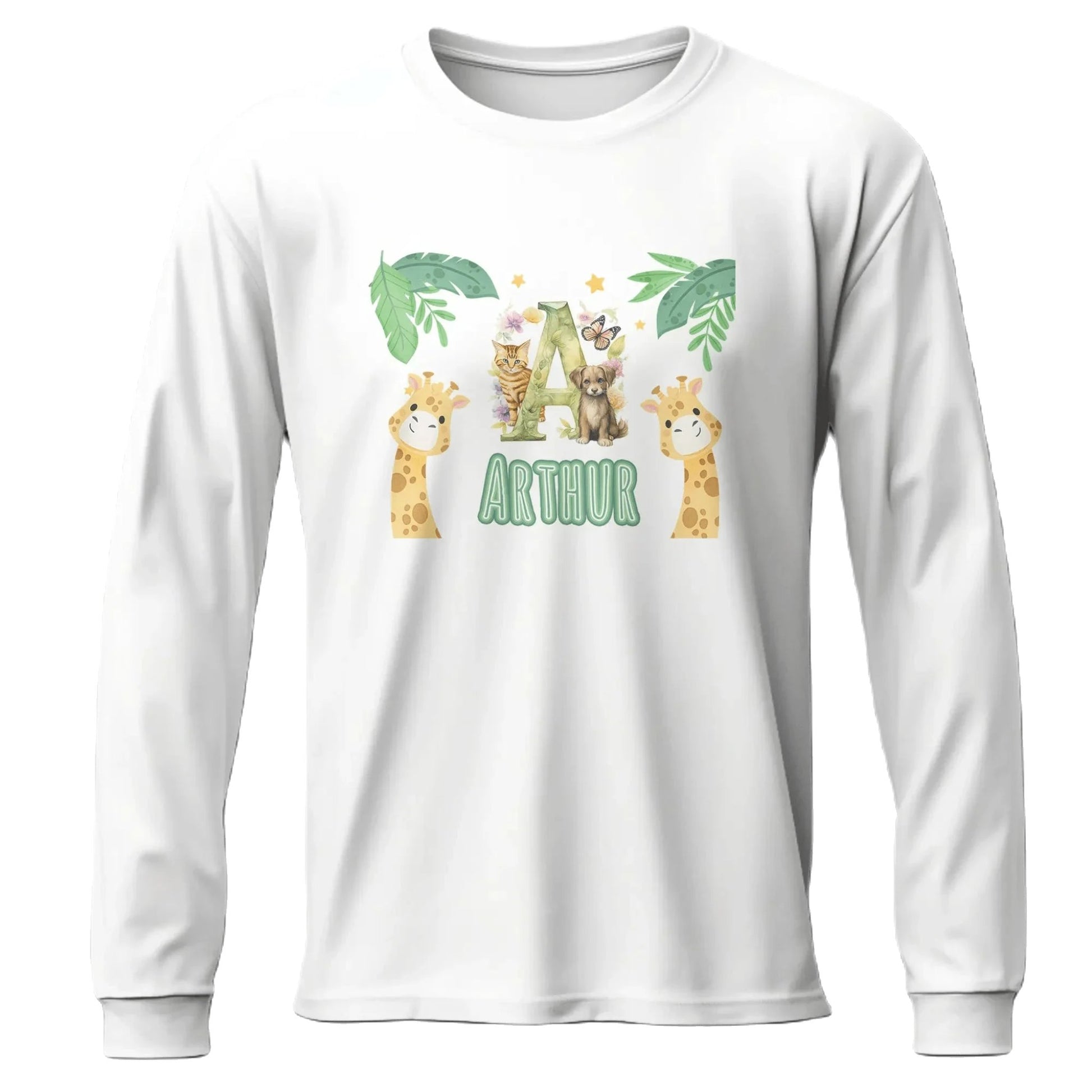 T shirt personnaliser pour enfants - Animaux de la jungle avec prénom - MiniLook