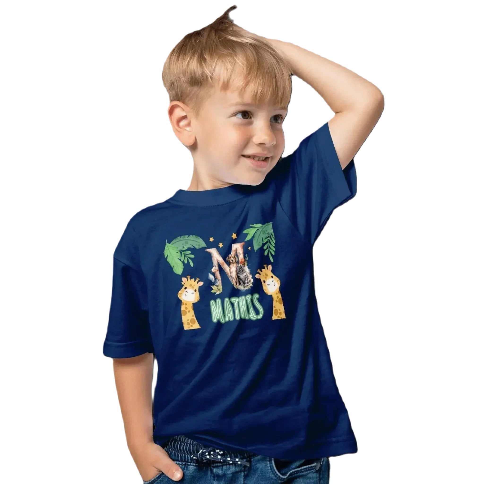 T shirt personnaliser pour enfants - Animaux de la jungle avec prénom - MiniLook