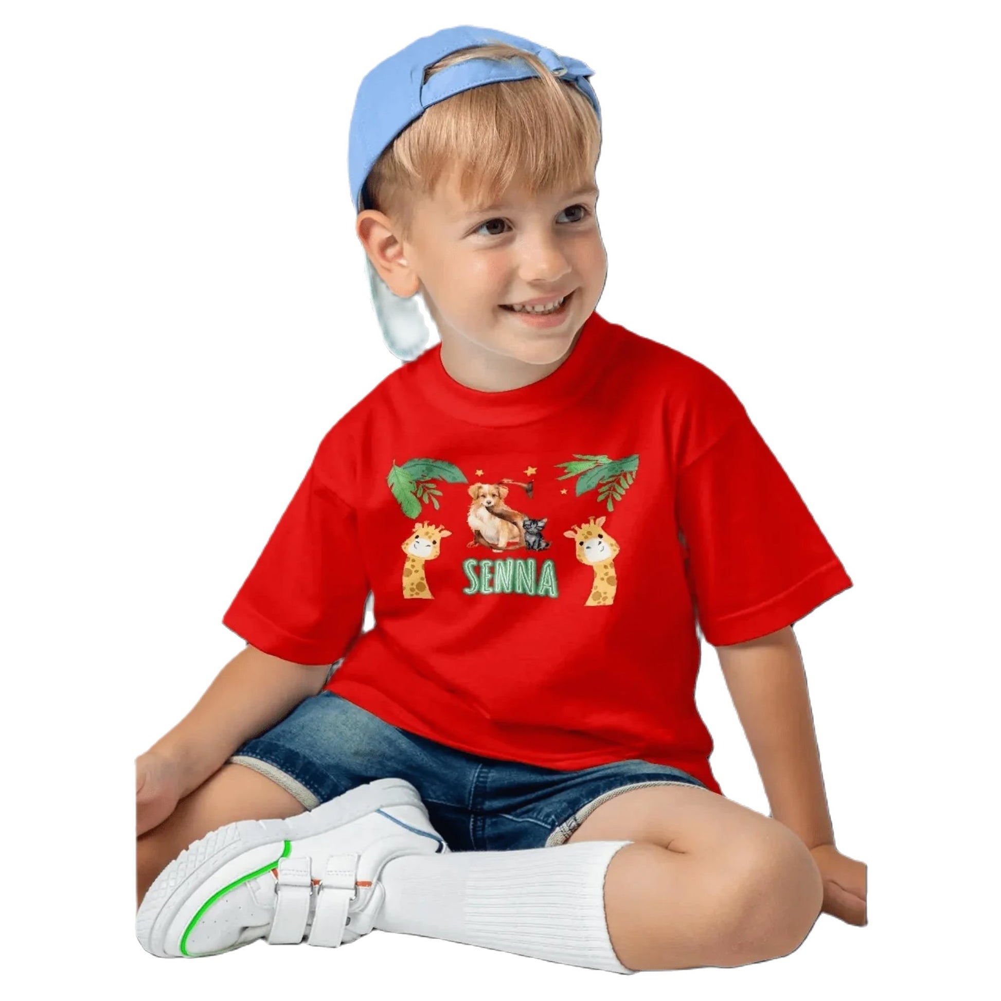 T shirt personnaliser pour enfants - Animaux de la jungle avec prénom - MiniLook