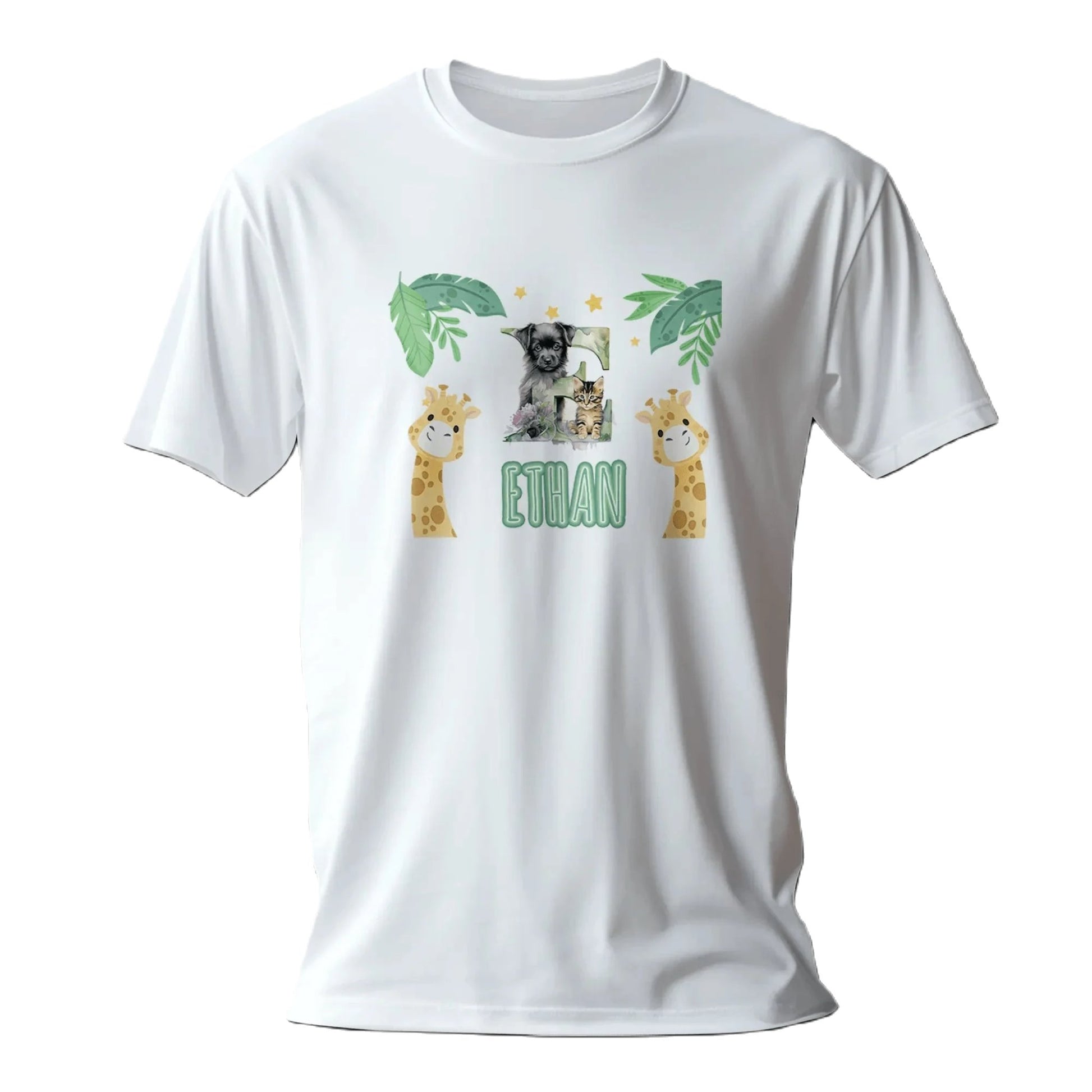 T shirt personnaliser pour enfants - Animaux de la jungle avec prénom - MiniLook