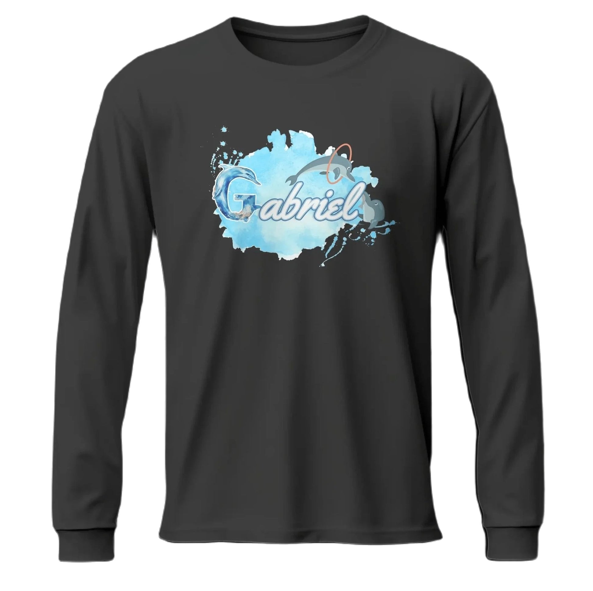 T shirt personnaliser pour enfants - Dauphin et cascade d’anneaux avec prénom - MiniLook