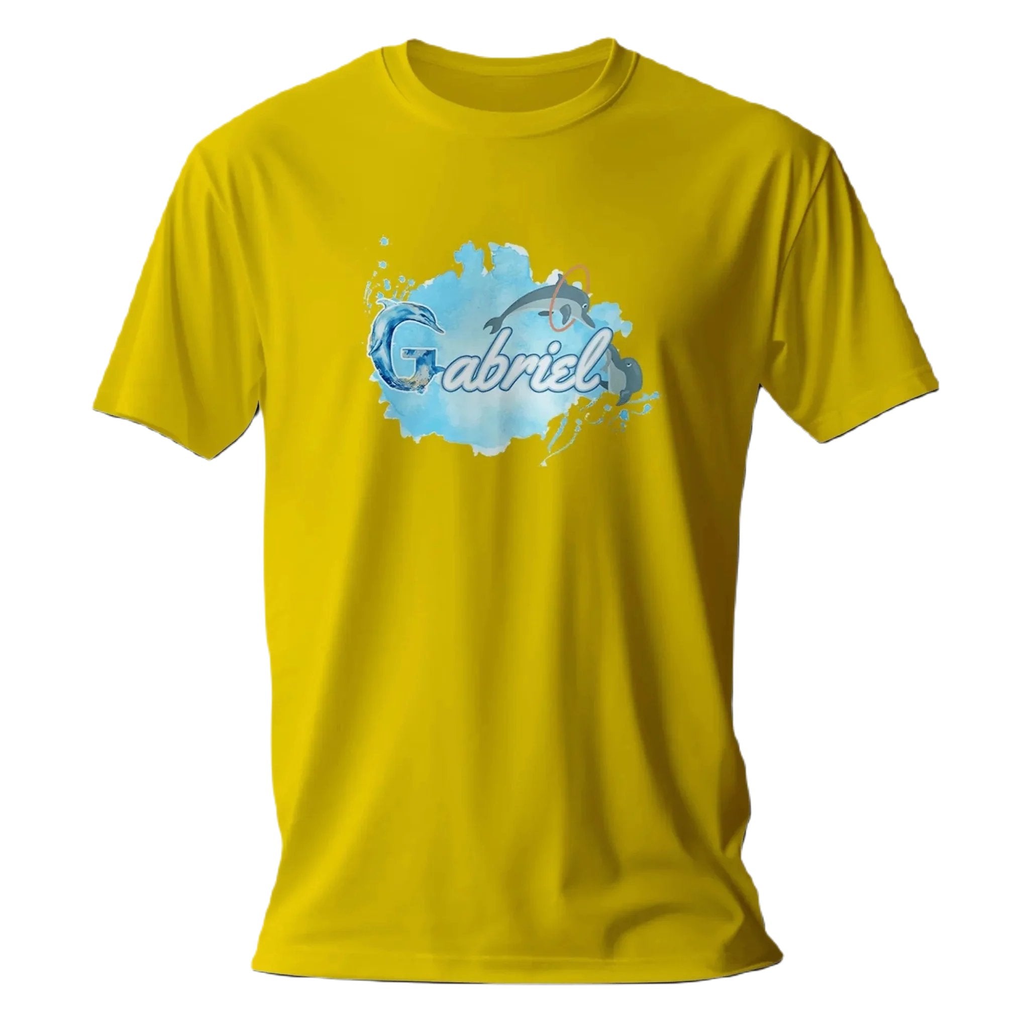 T shirt personnaliser pour enfants - Dauphin et cascade d’anneaux avec prénom - MiniLook