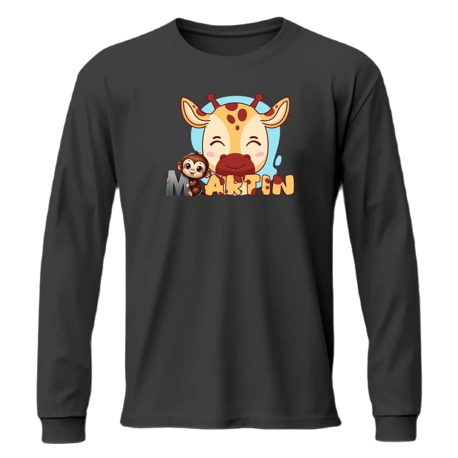 T shirt personnaliser pour enfants - Motif vache et singe avec prénom - MiniLook