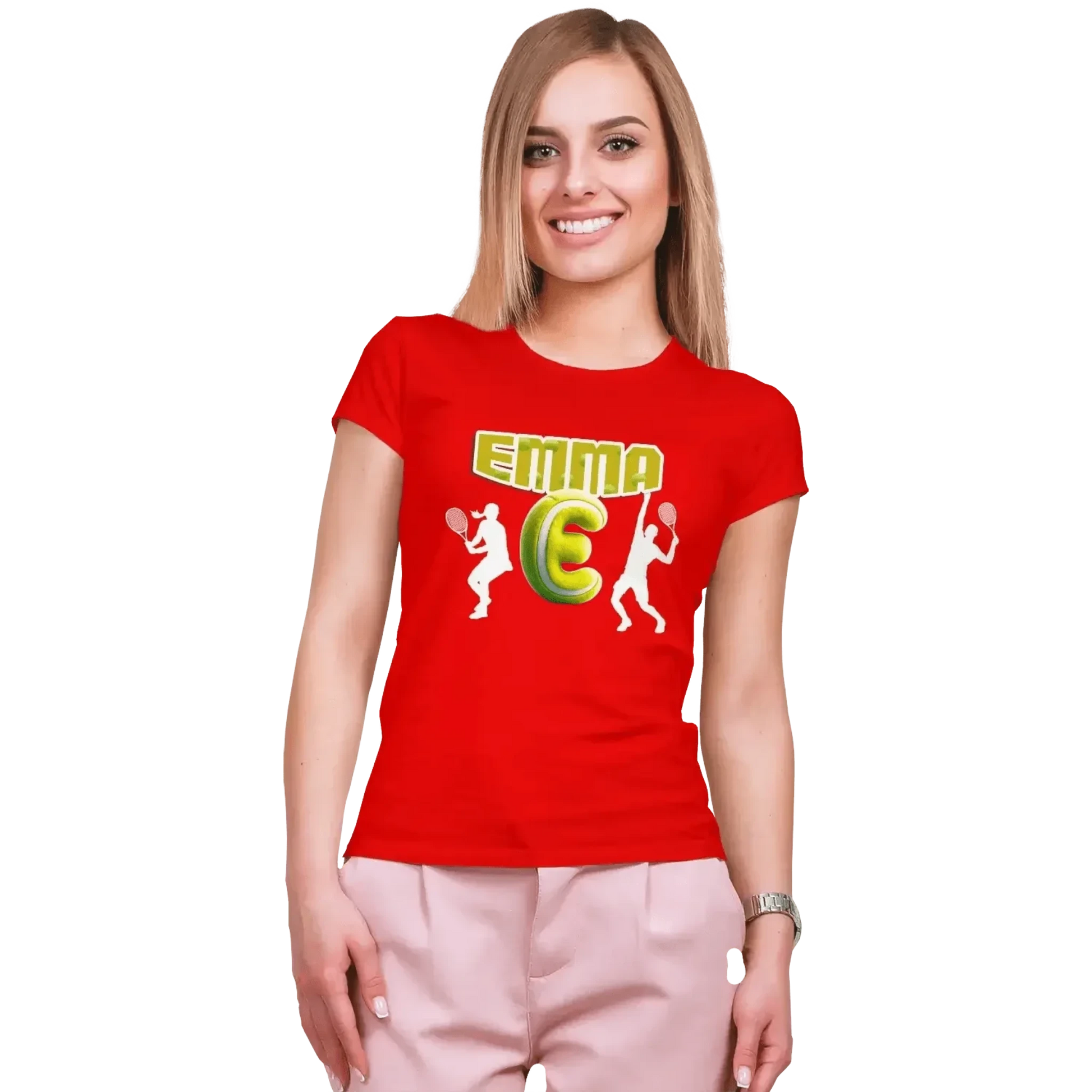 T shirt personnaliser pour femme - Balle de tennis avec prénom et initiale - MiniLook