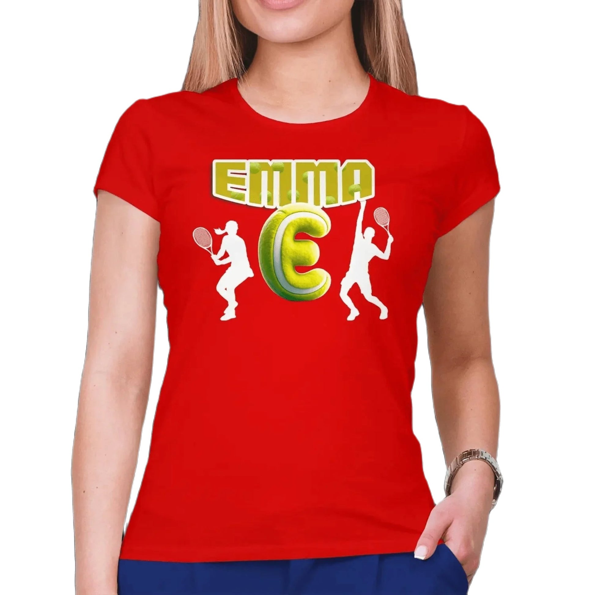 T shirt personnaliser pour femme - Balle de tennis avec prénom et initiale - MiniLook