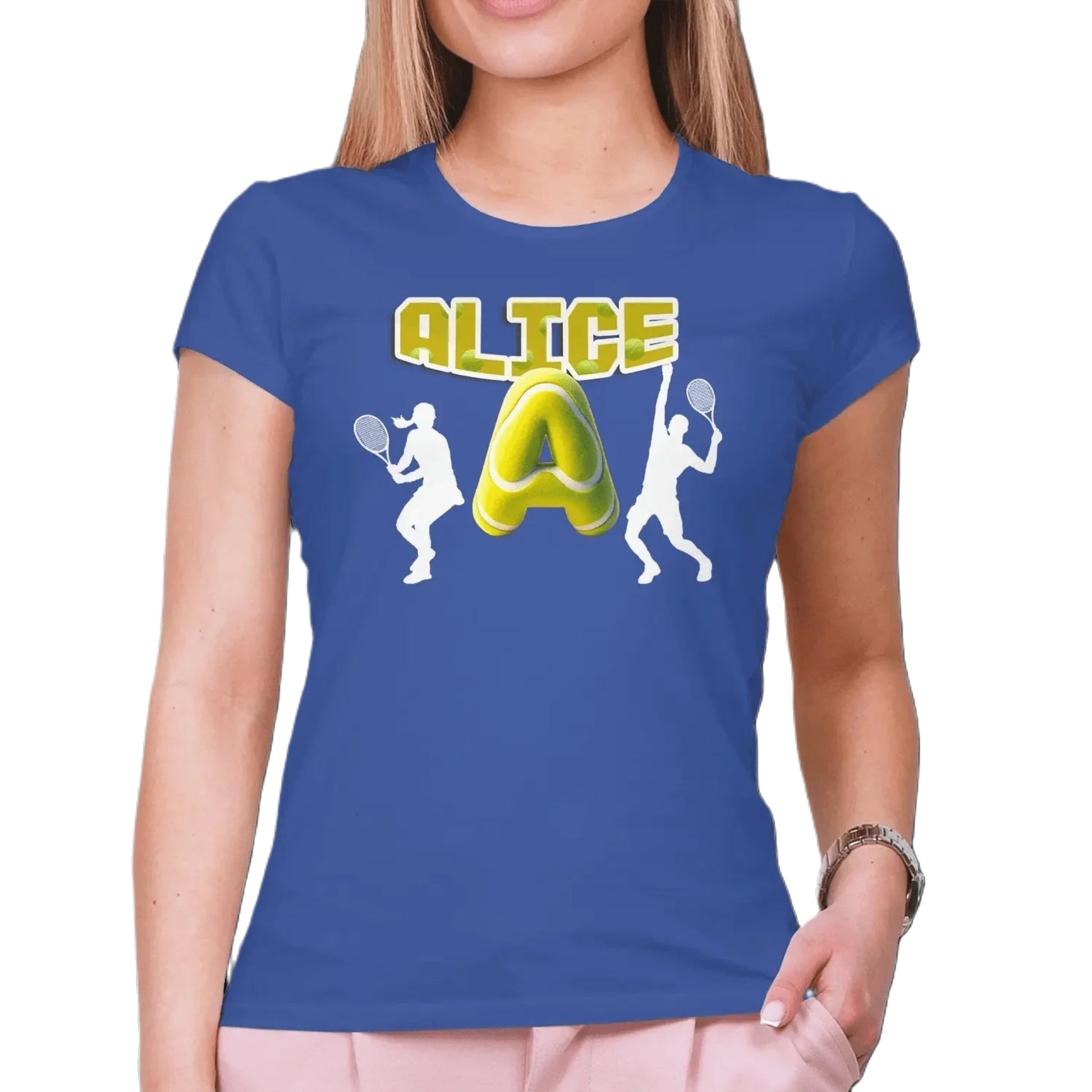 T shirt personnaliser pour femme - Balle de tennis avec prénom et initiale - MiniLook