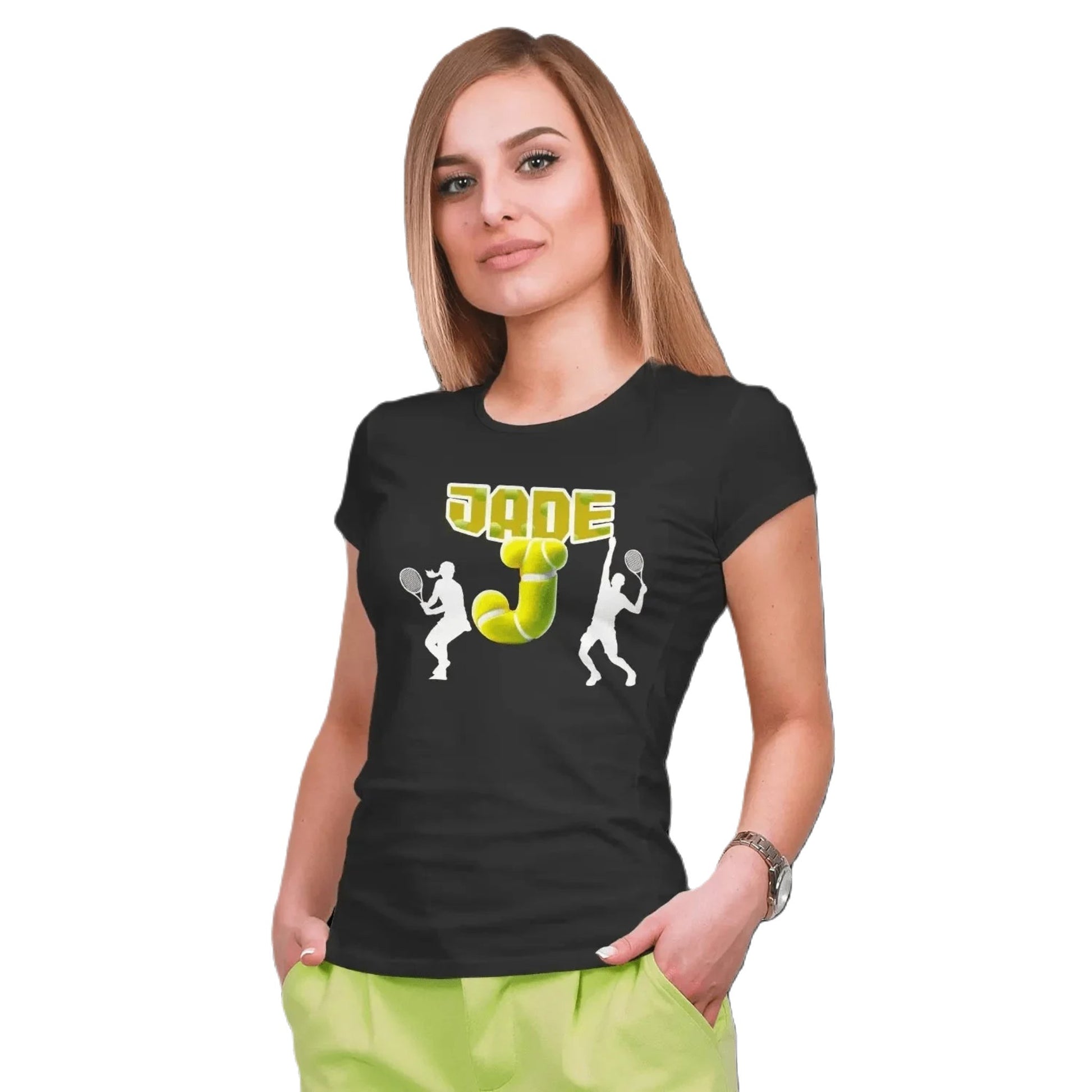 T shirt personnaliser pour femme - Balle de tennis avec prénom et initiale - MiniLook