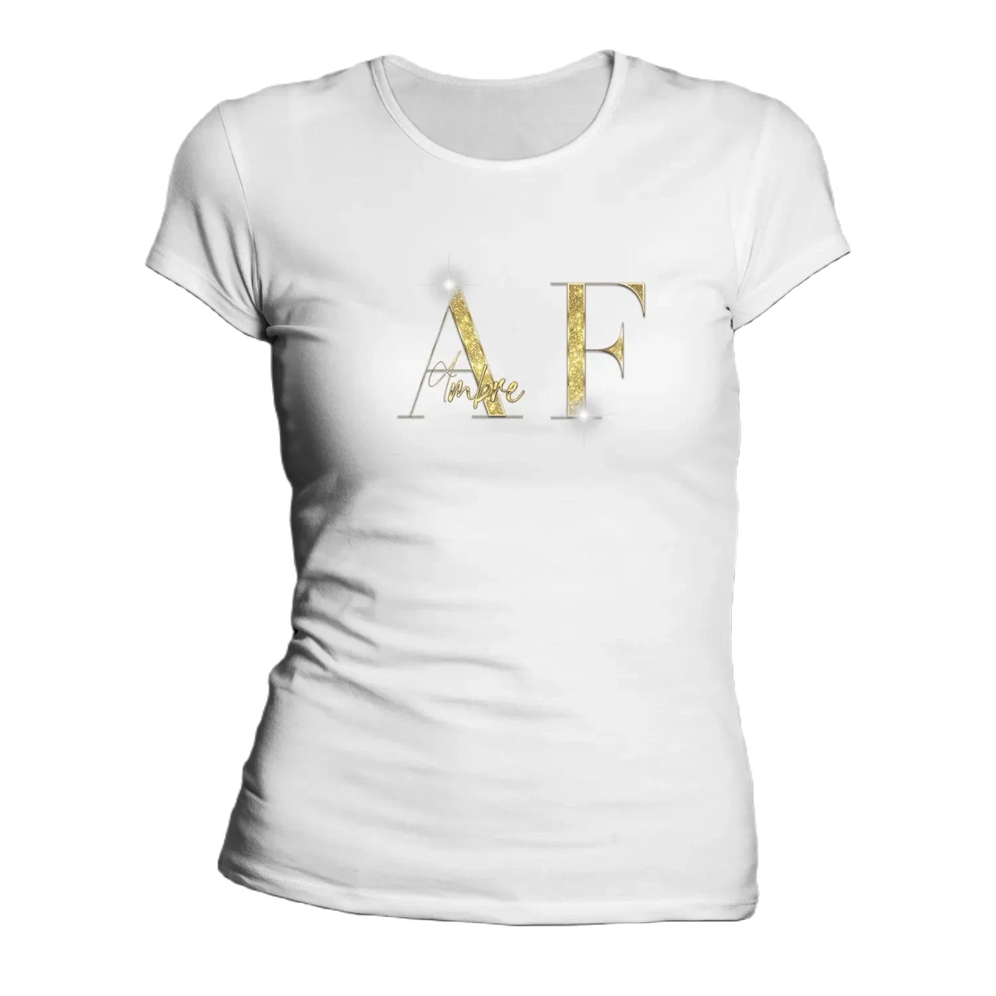 T shirt personnaliser pour femme - Paillettes dorées avec prénom et initiales - MiniLook