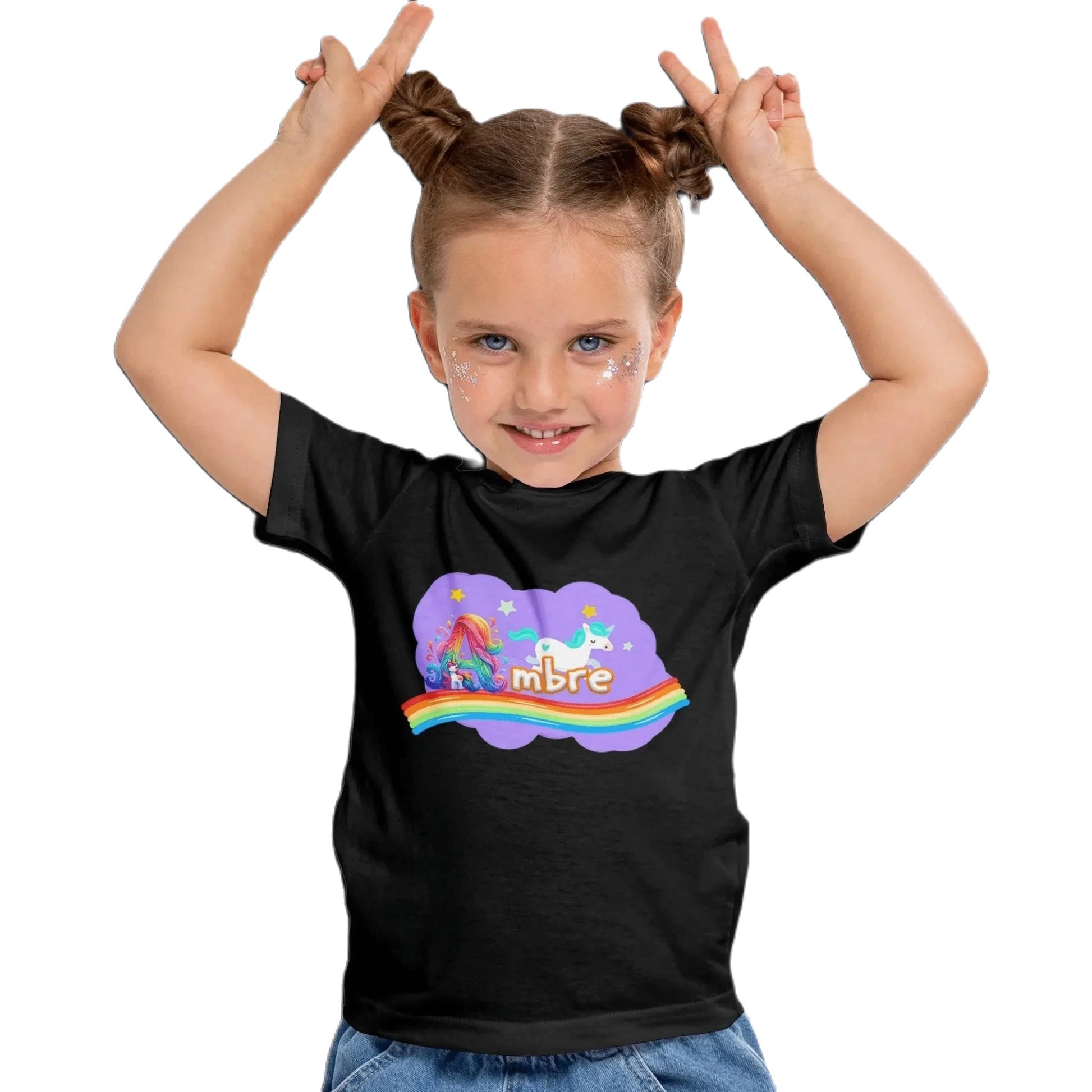 T shirt personnaliser pour fille - Arc - en - ciel, licorne et étoiles avec prénom - MiniLook