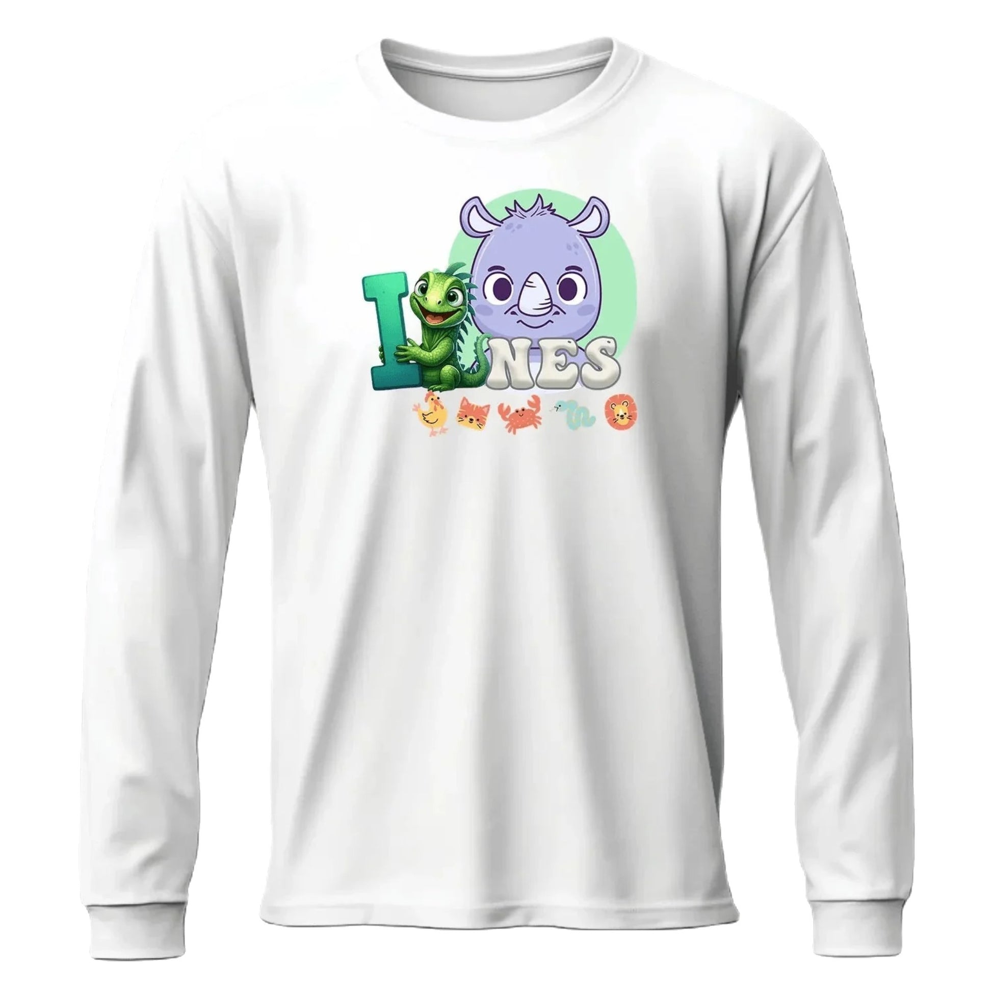 T shirt personnaliser pour fille - Éléphant et rhinocéros avec prénom - MiniLook