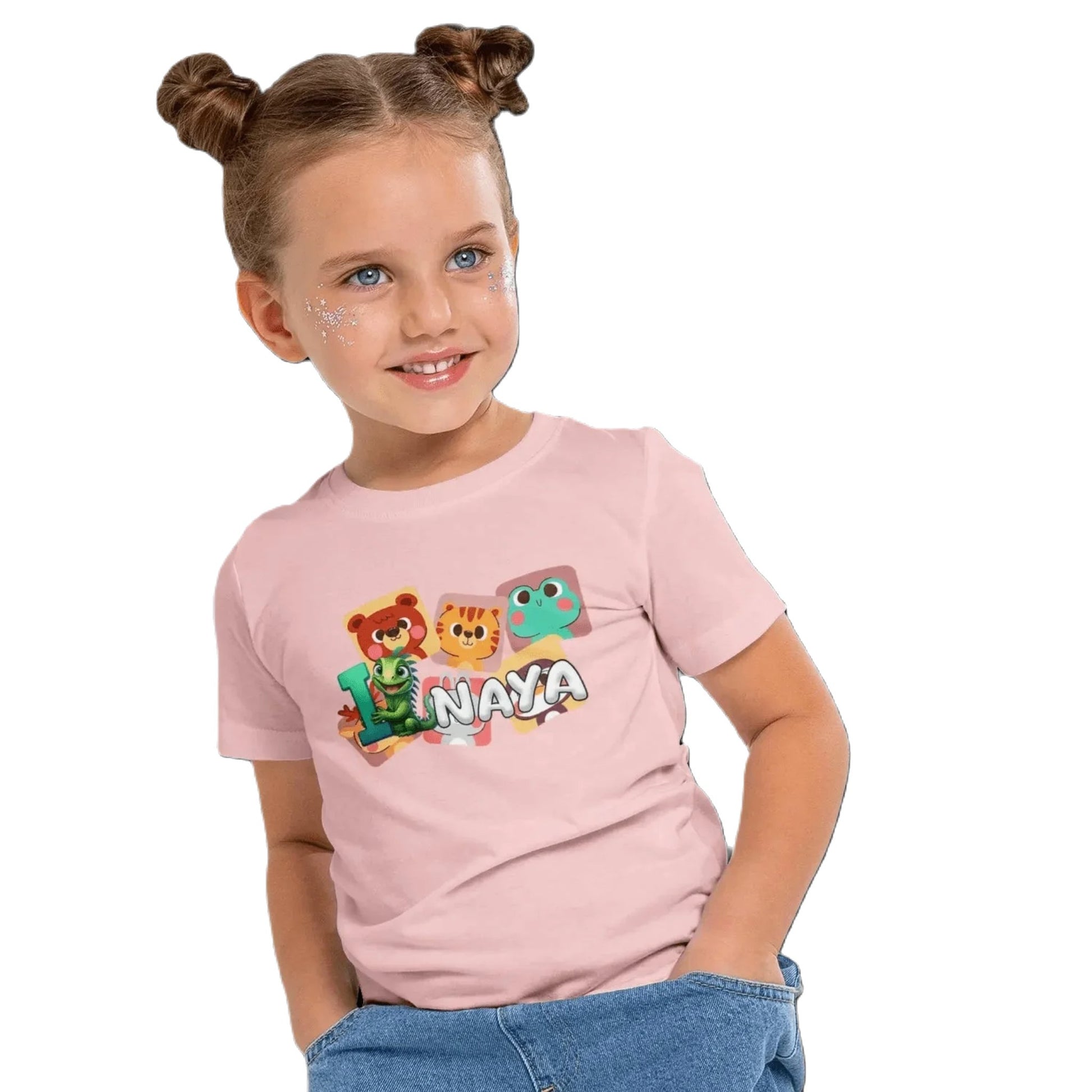 T shirt personnaliser pour fille - Motif animal et design carrelage avec prénom - MiniLook