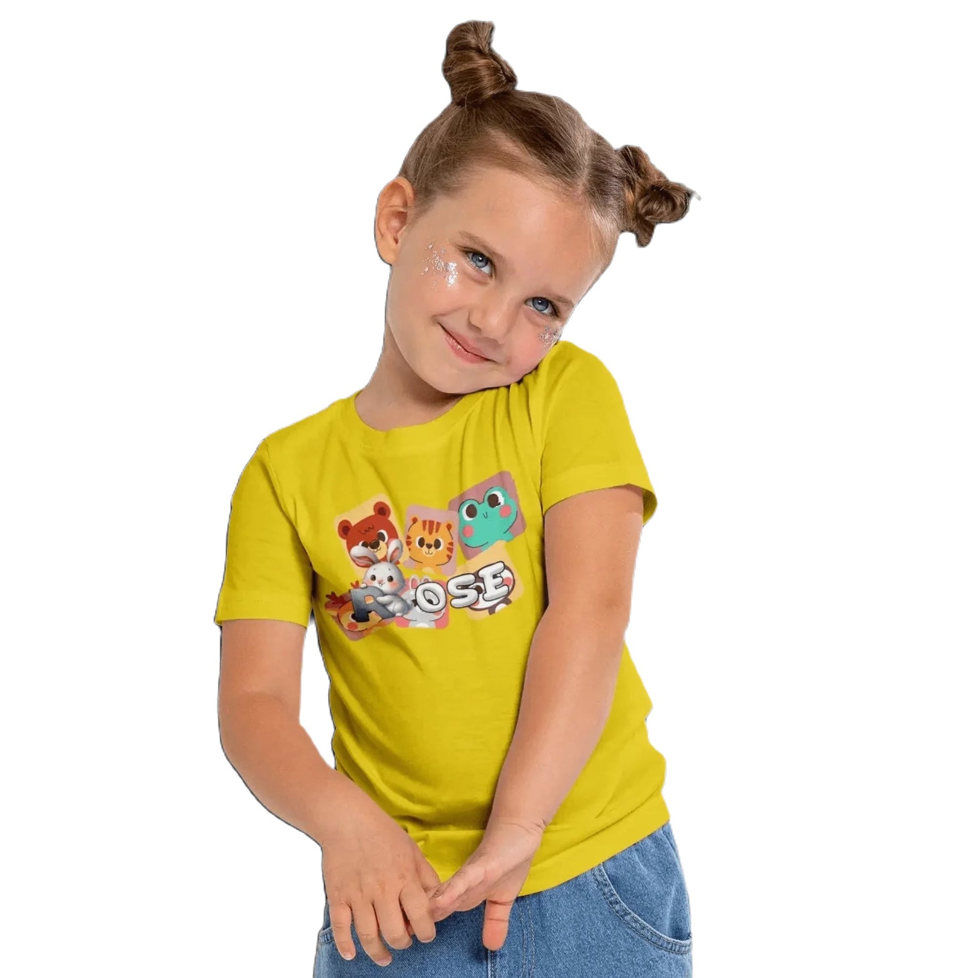 T shirt personnaliser pour fille - Motif animal et design carrelage avec prénom - MiniLook