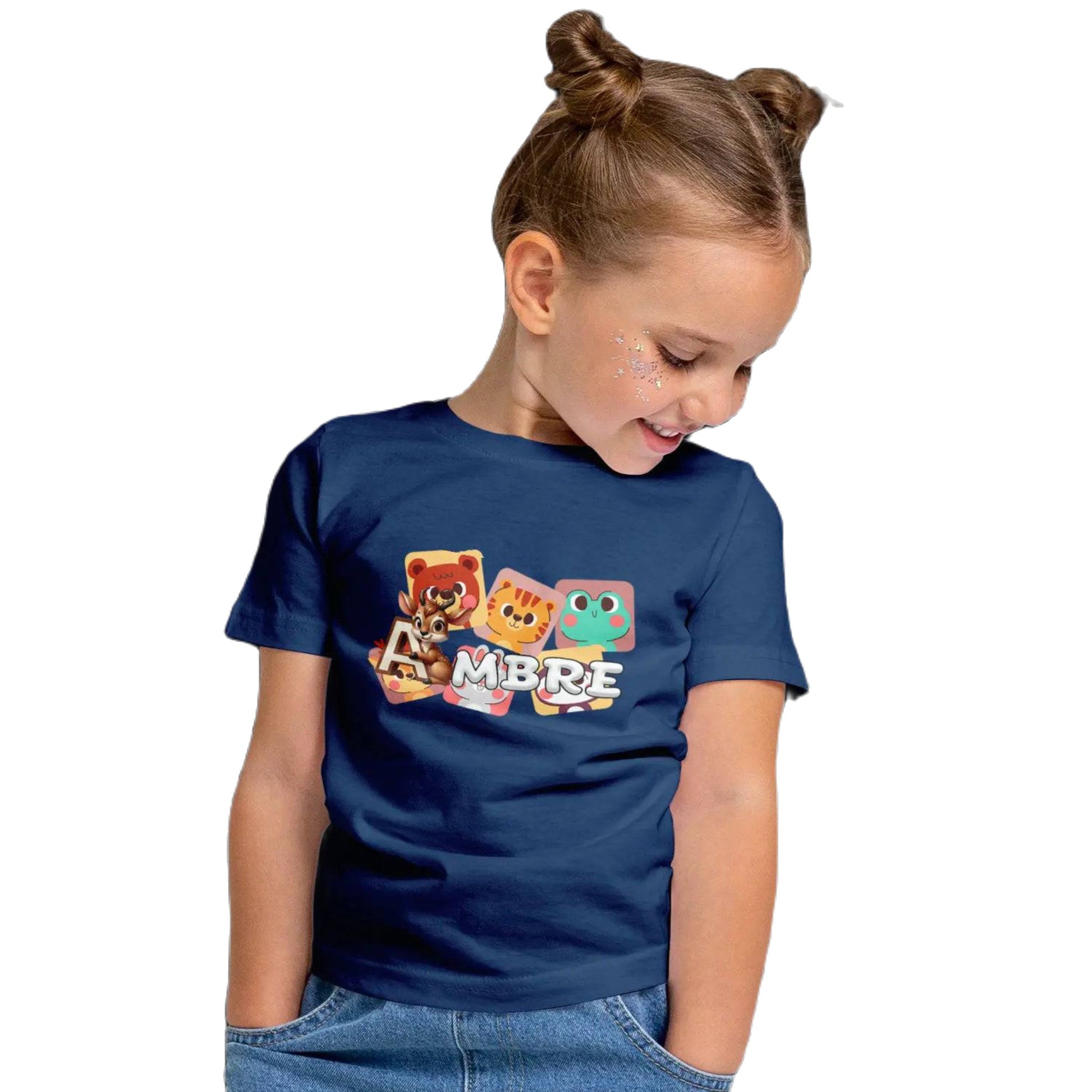 T shirt personnaliser pour fille - Motif animal et design carrelage avec prénom - MiniLook